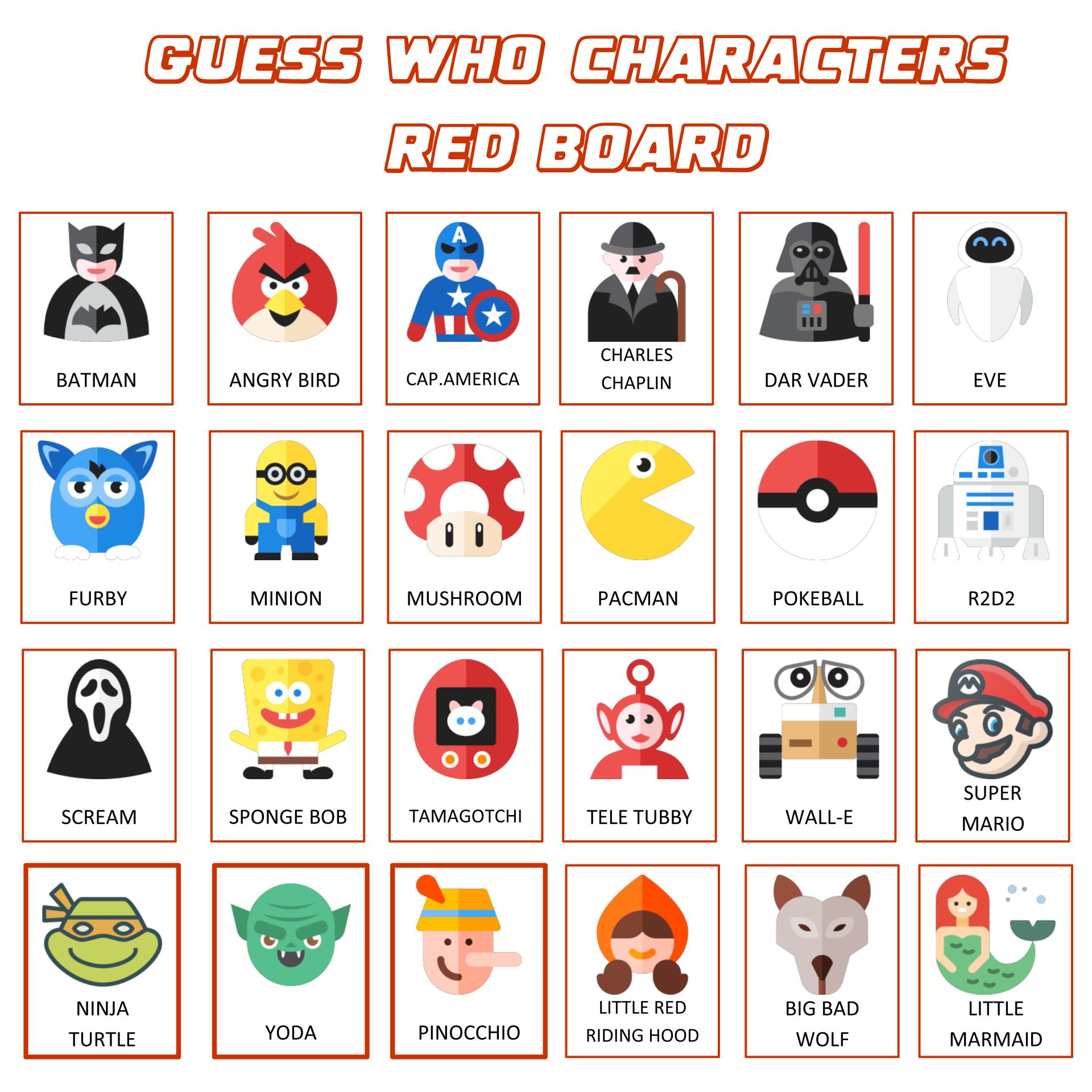 10 Best Guess Who Game Sheets Printable