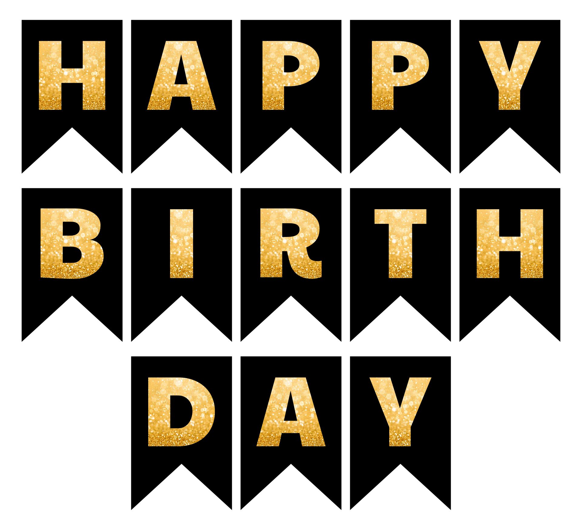 Printable Free Happy Birthday Banner Printable Black And Gold