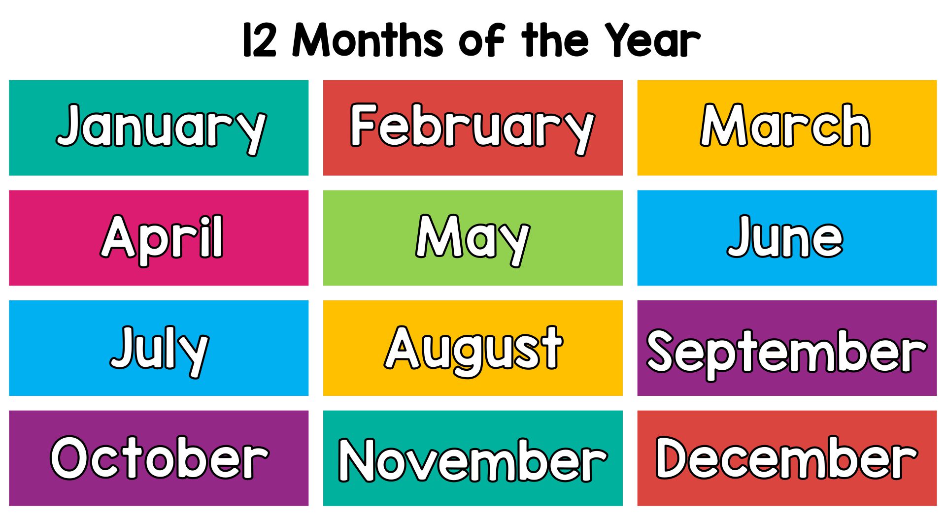Months Of The Year Printable Chart Months Of The Year Printable Chart