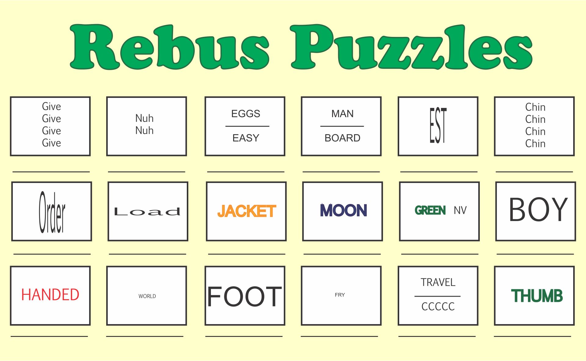 Rebus Puzzles With Answers 20 Free PDF Printables Printablee