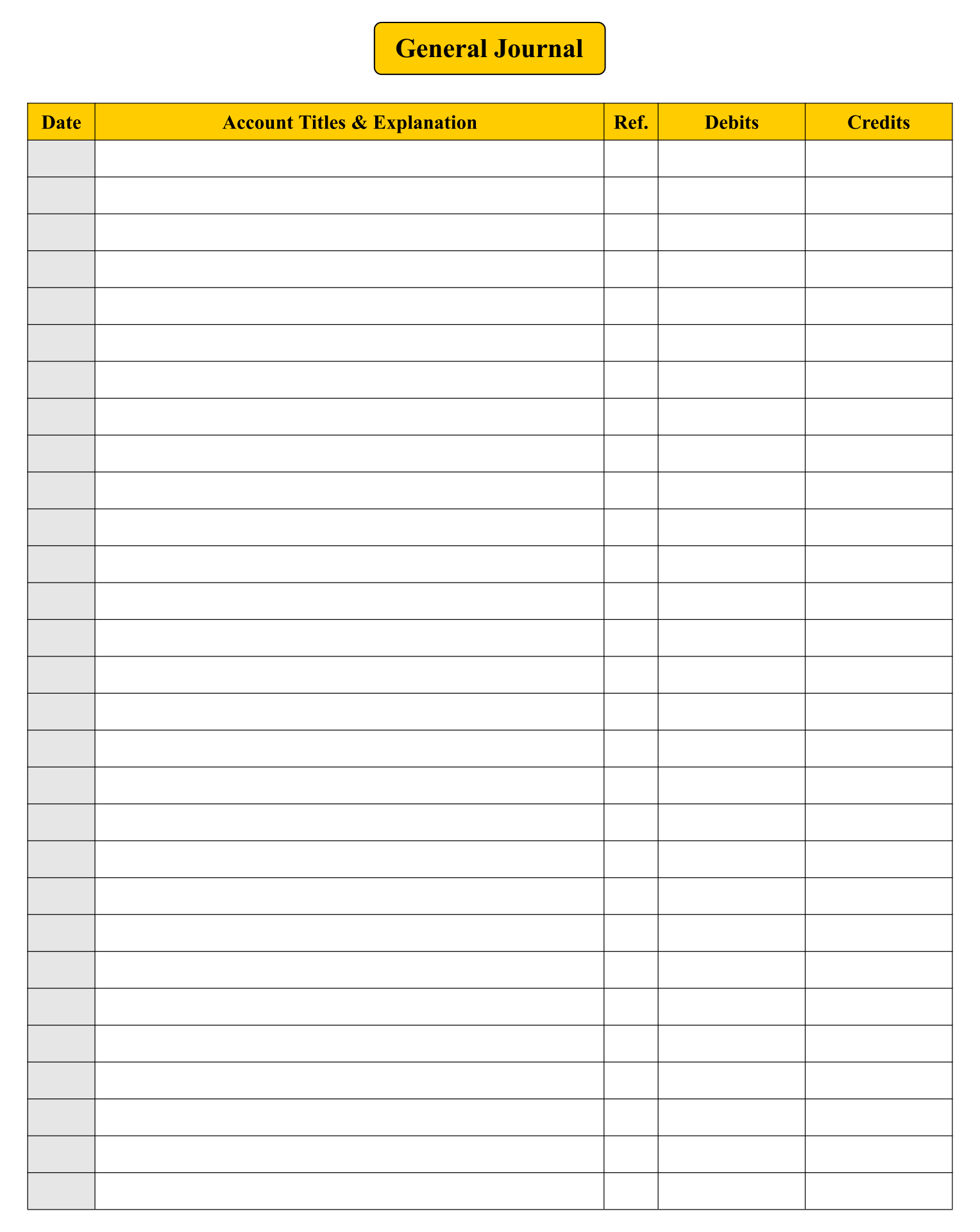 Blank Accounting Ledger