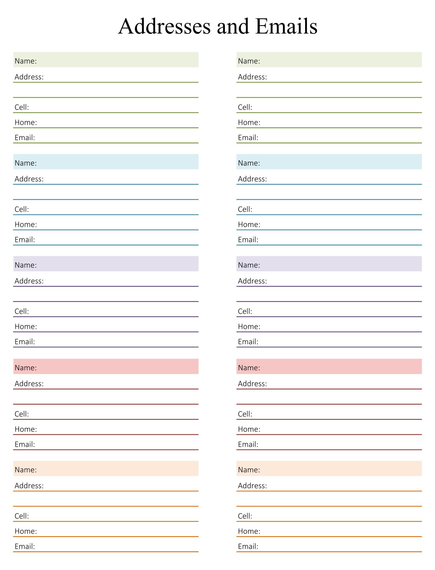 Phone Book Template Free Download Printable Templates
