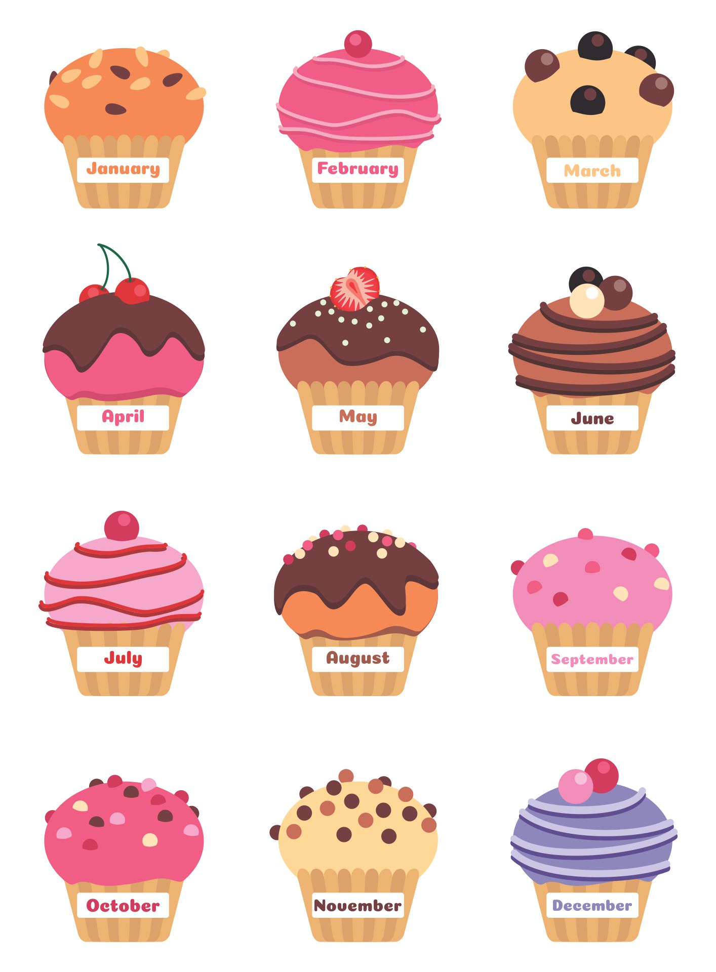 Printable Birthday Month Cupcakes Printable Word Searches