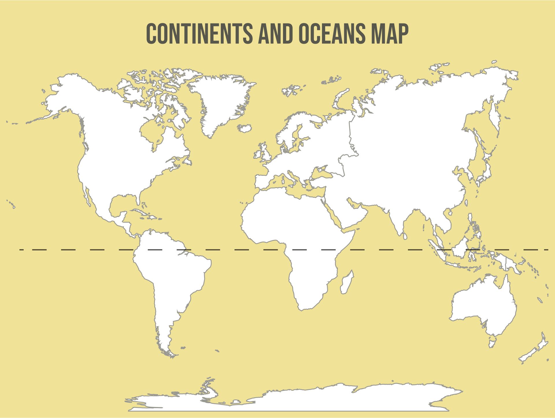 Blank Continents And Oceans Map Free Printable