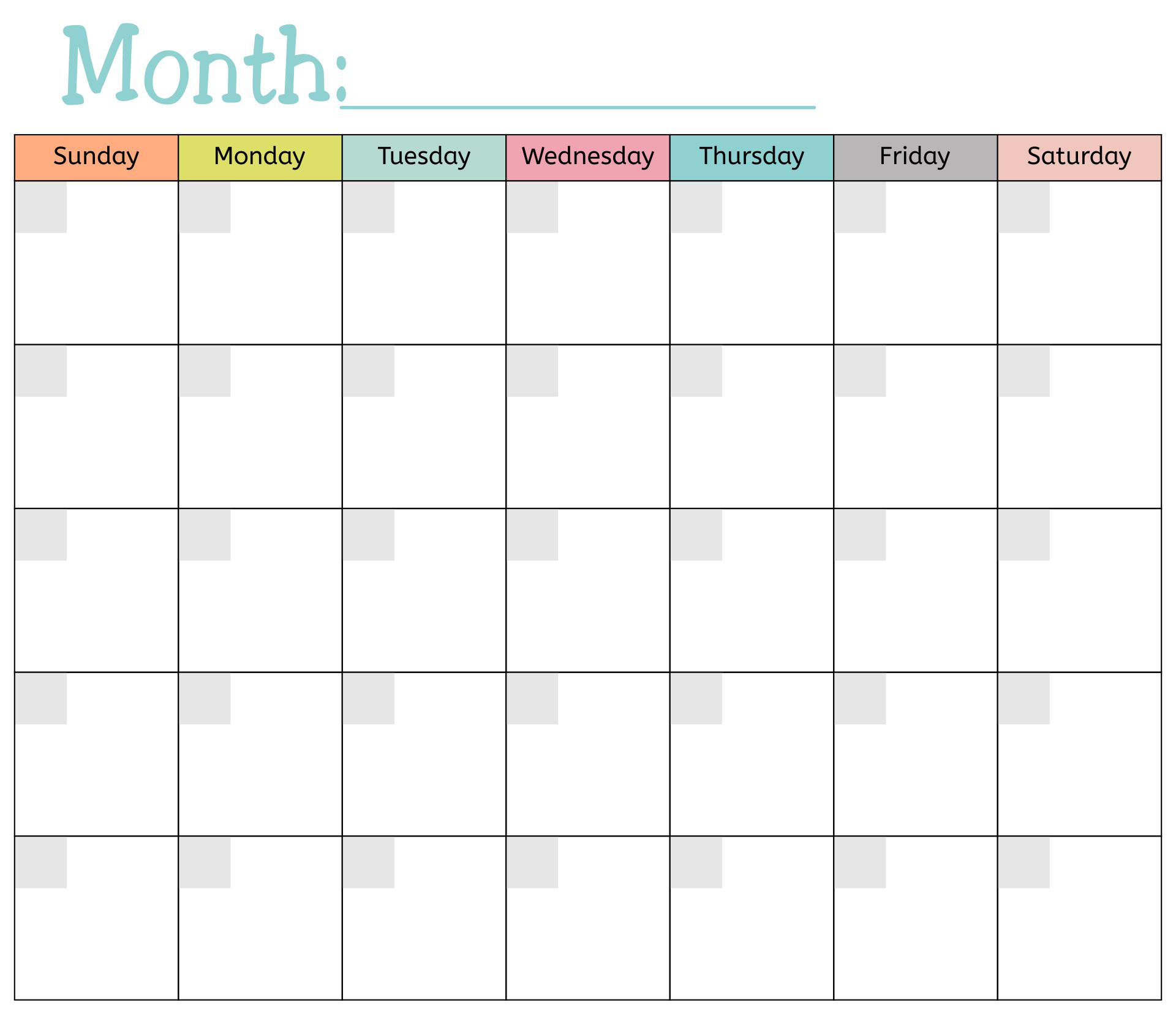 Monthly Printable Calendar Template Printable Template Calendar