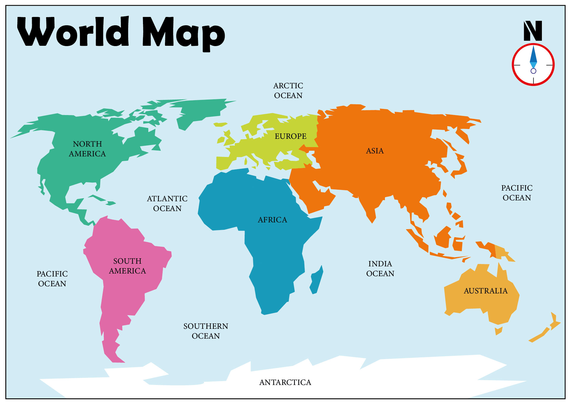 10 Best Continents And Oceans Map Printable PDF For Free At Printablee