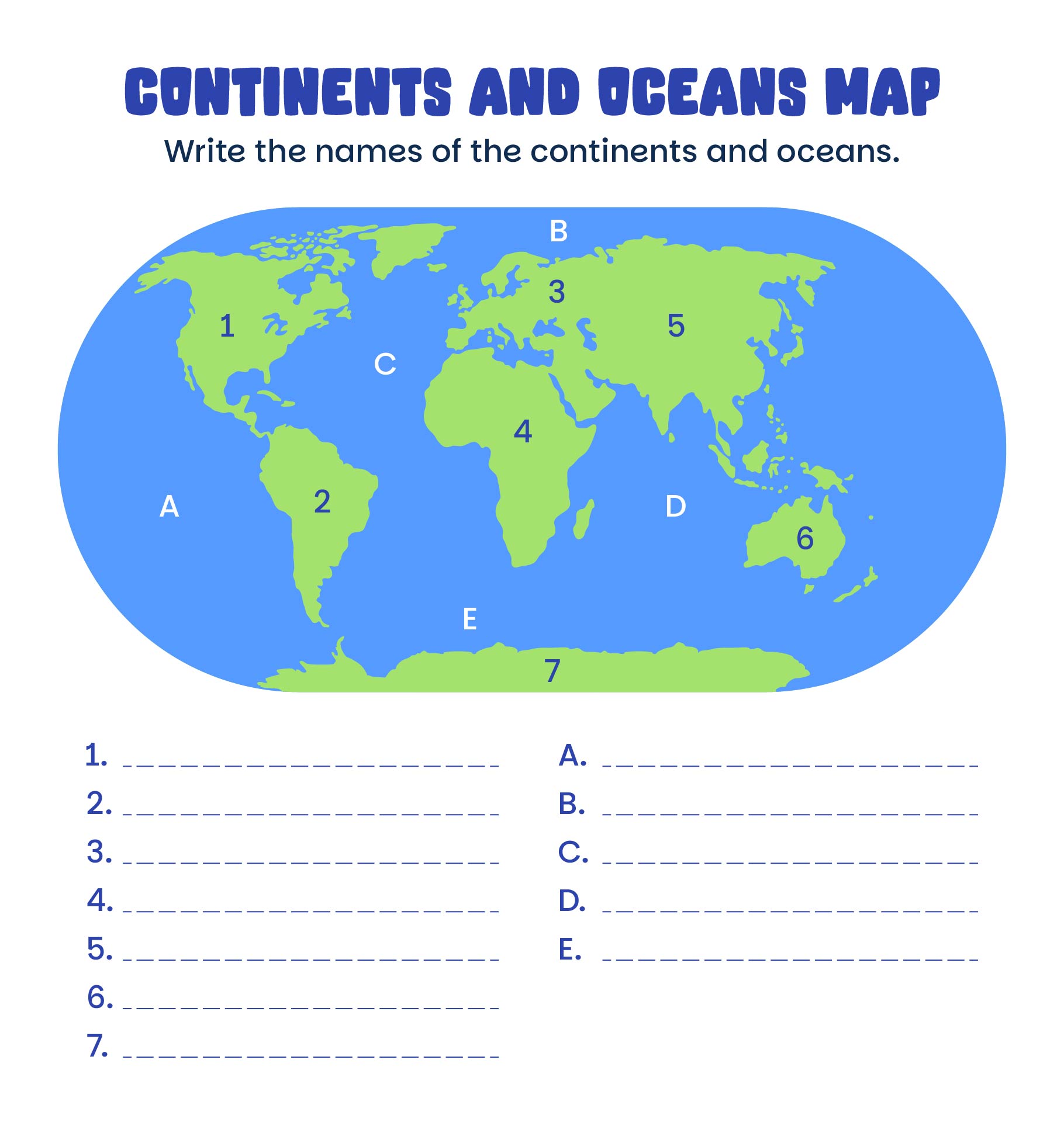 Continents Map Quiz Printable Continents Map Quiz Printable