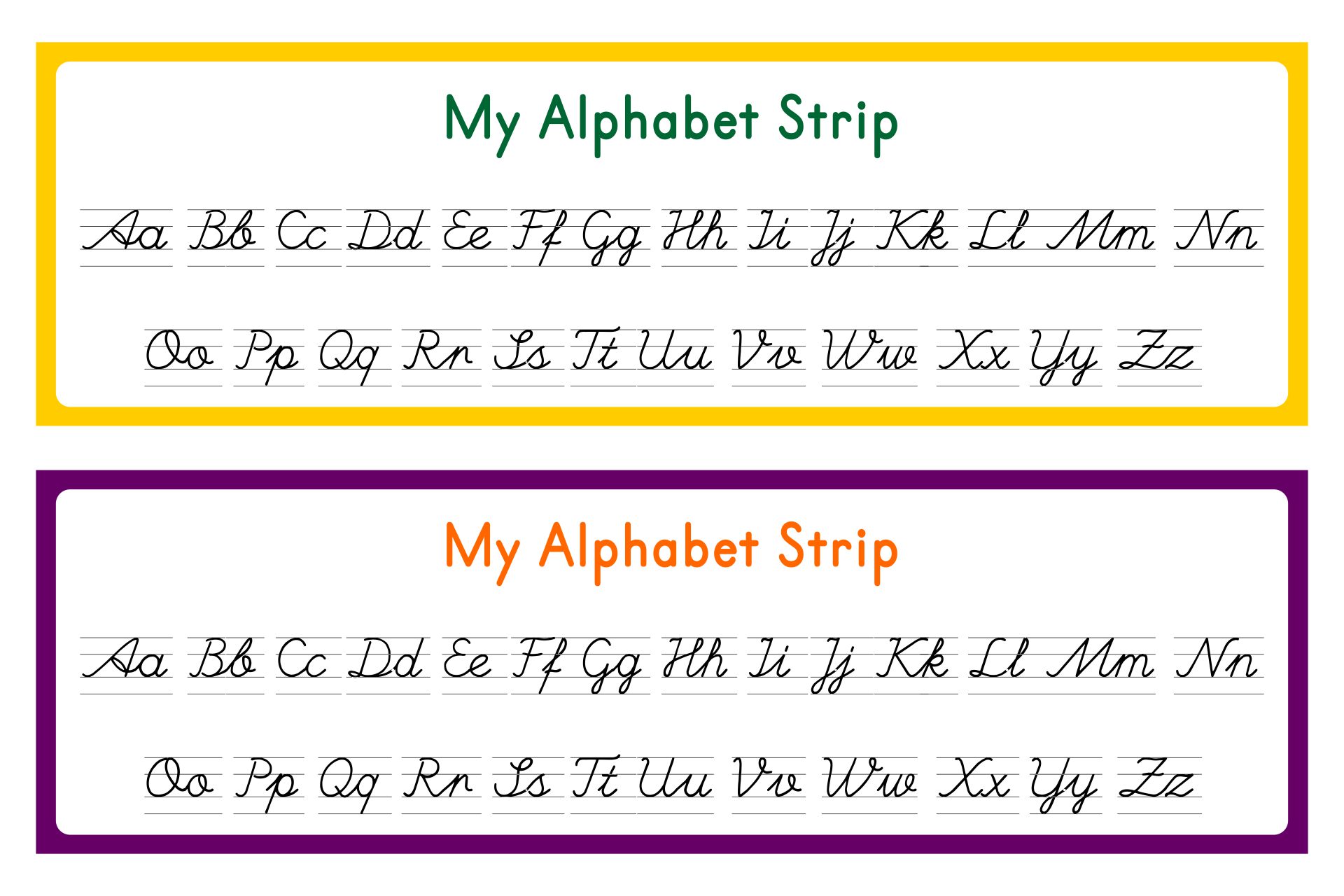 Student Cursive Alphabet Strips By Msjordanreads Tpt Alphabet Desk 