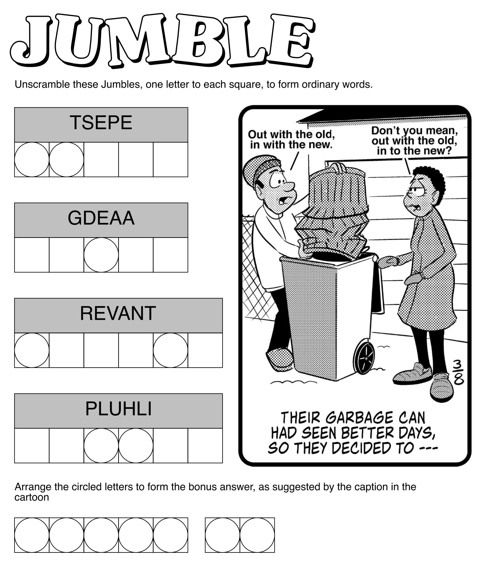 Daily Jumble Puzzle Today