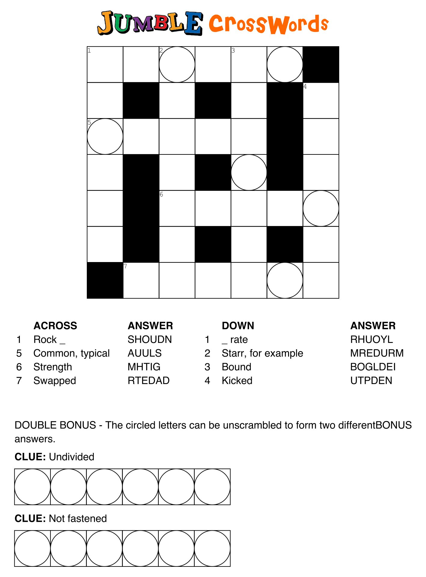 10 Best Daily Jumble Word Puzzle Printable