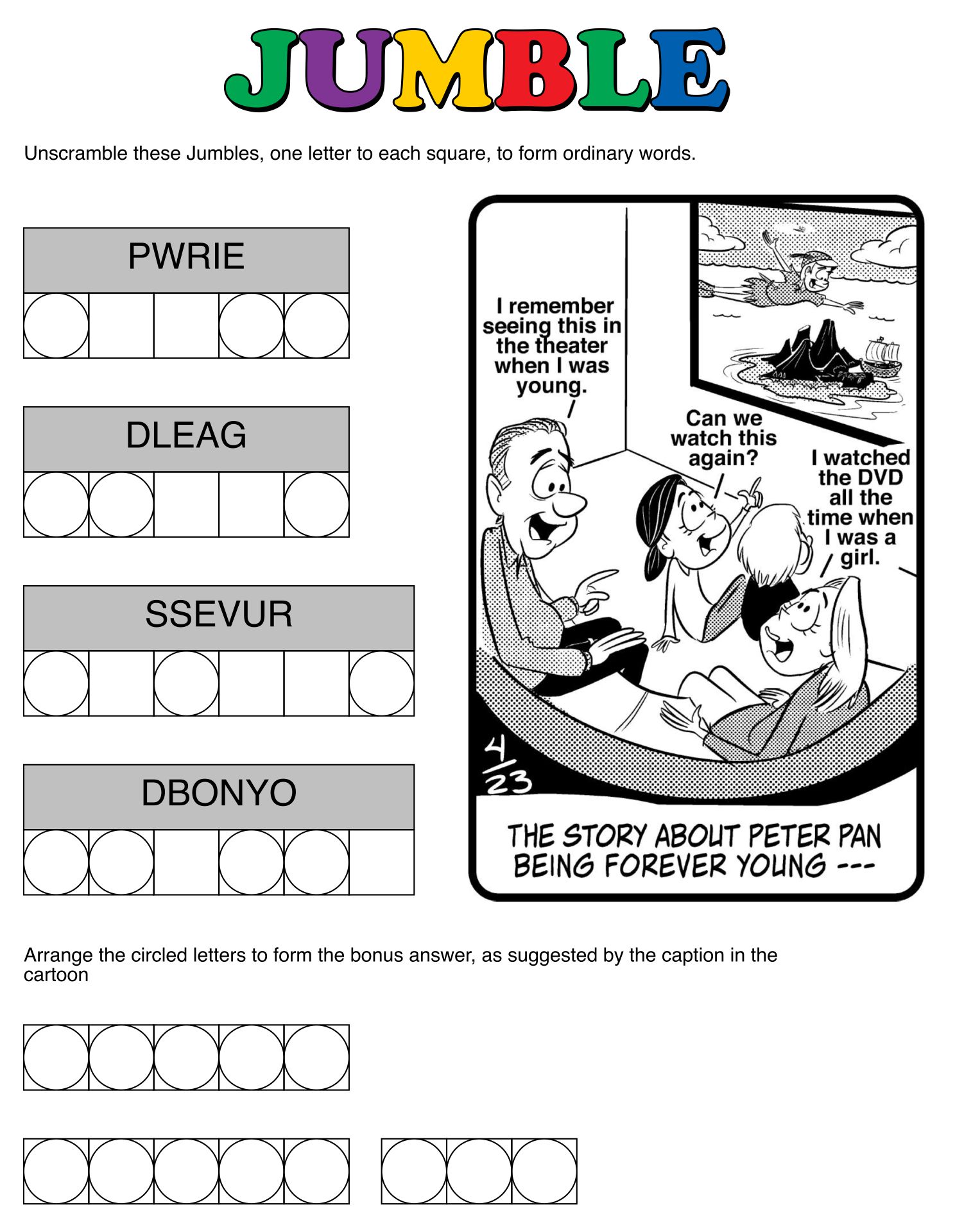 10 Best Daily Jumble Word Puzzle Printable