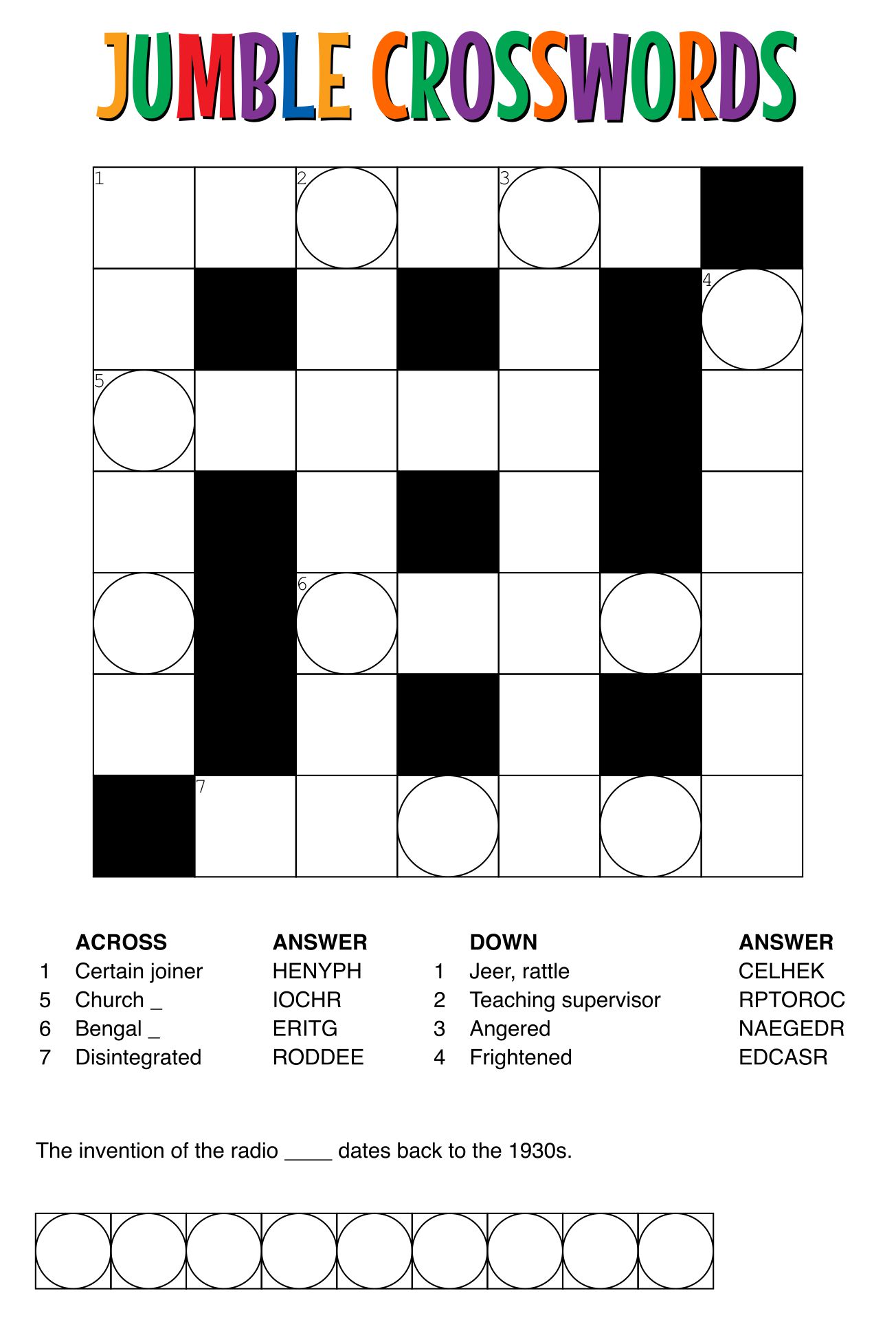 10 Best Daily Jumble Word Puzzle Printable
