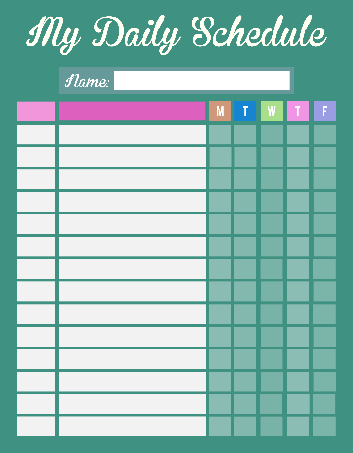 Free Printable Daily Routine Chart