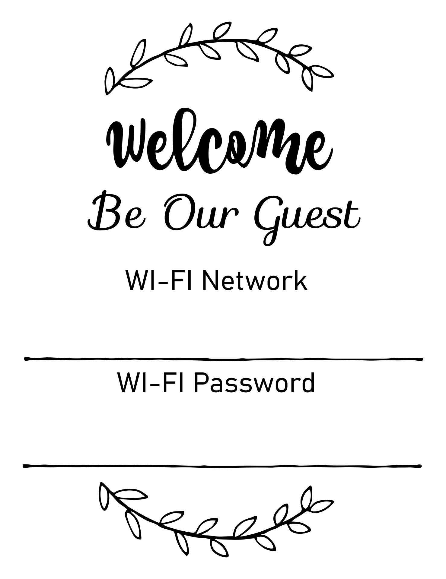 Free Wifi Password Template FREE PRINTABLE TEMPLATES