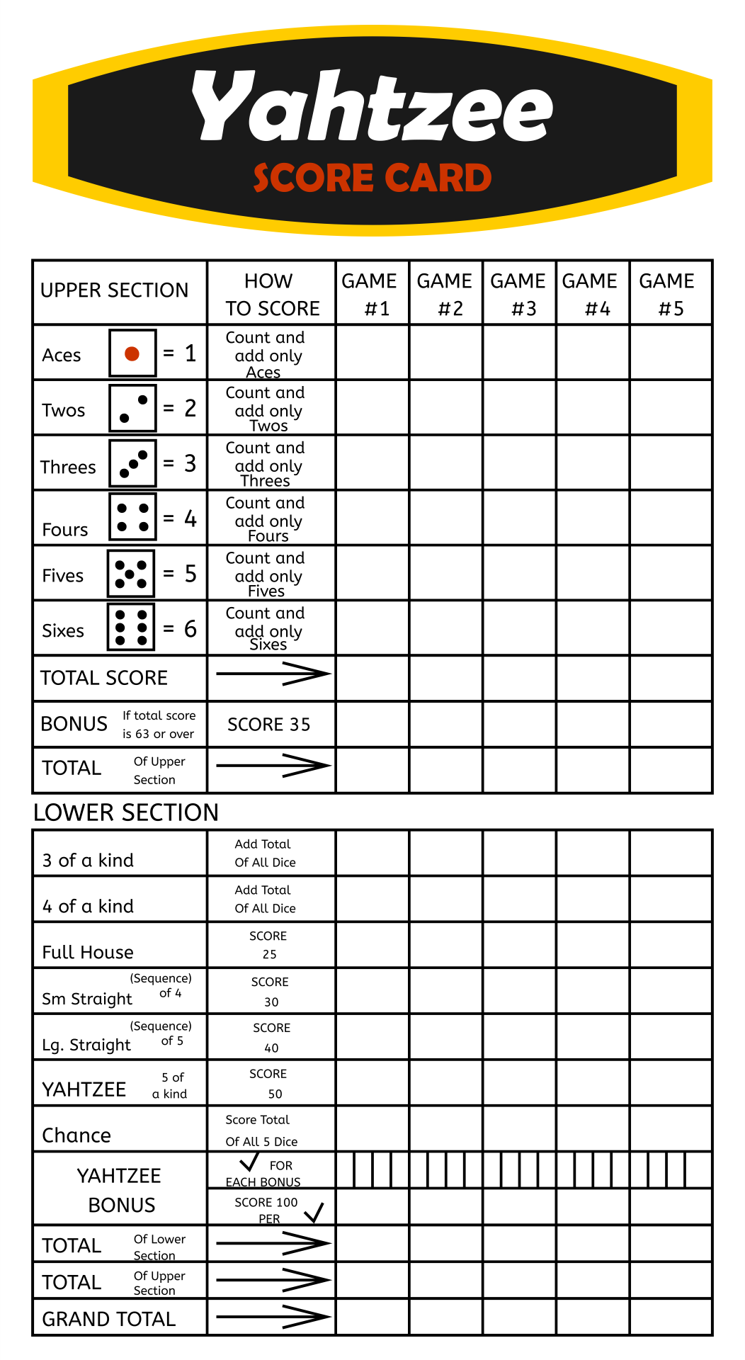 Old Printable Yahtzee Score Card Printable Yahtzee Score Sheets