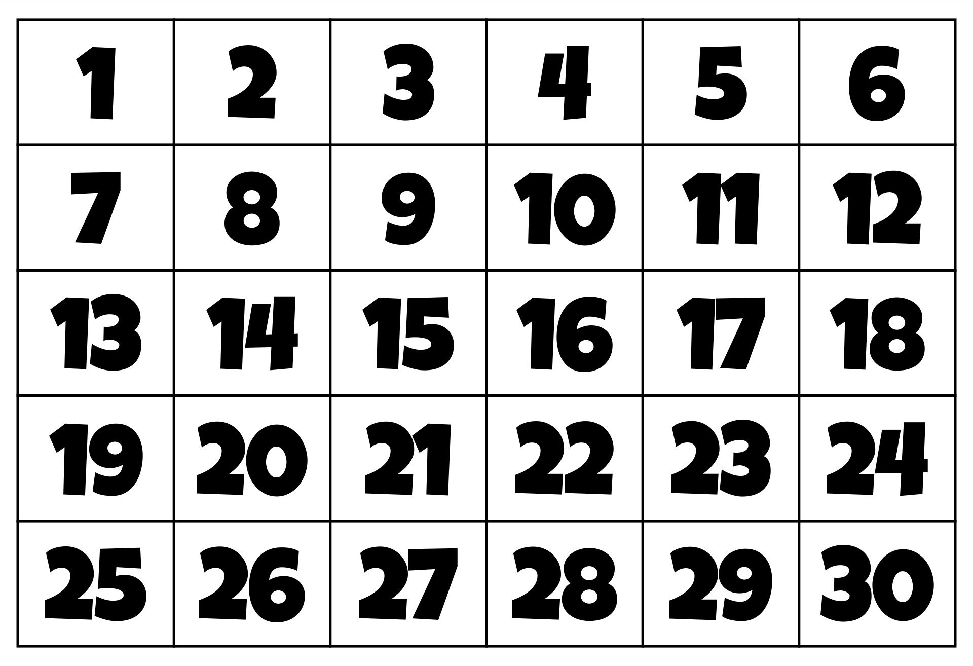 Printable Numbers 1 30 Template Printable Word Searches