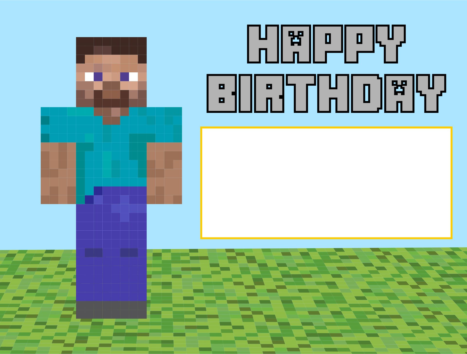 Free Printable Minecraft Happy Birthday Card Free Printable Templates