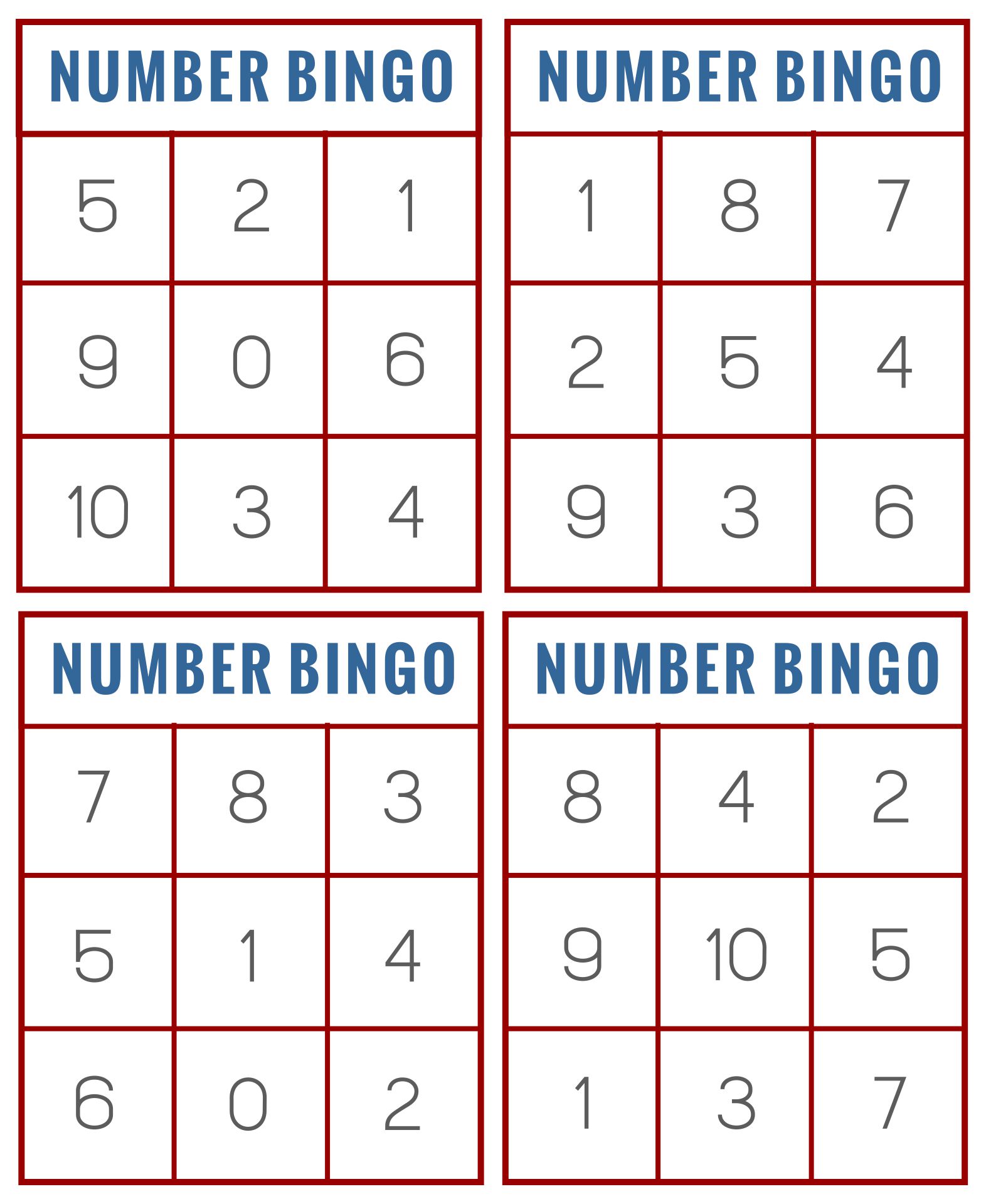 Printable Bingo Sheets With Numbers