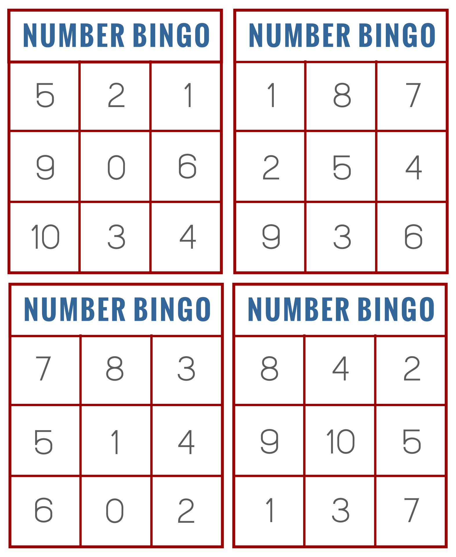 Printable Bingo Numbers Sheet