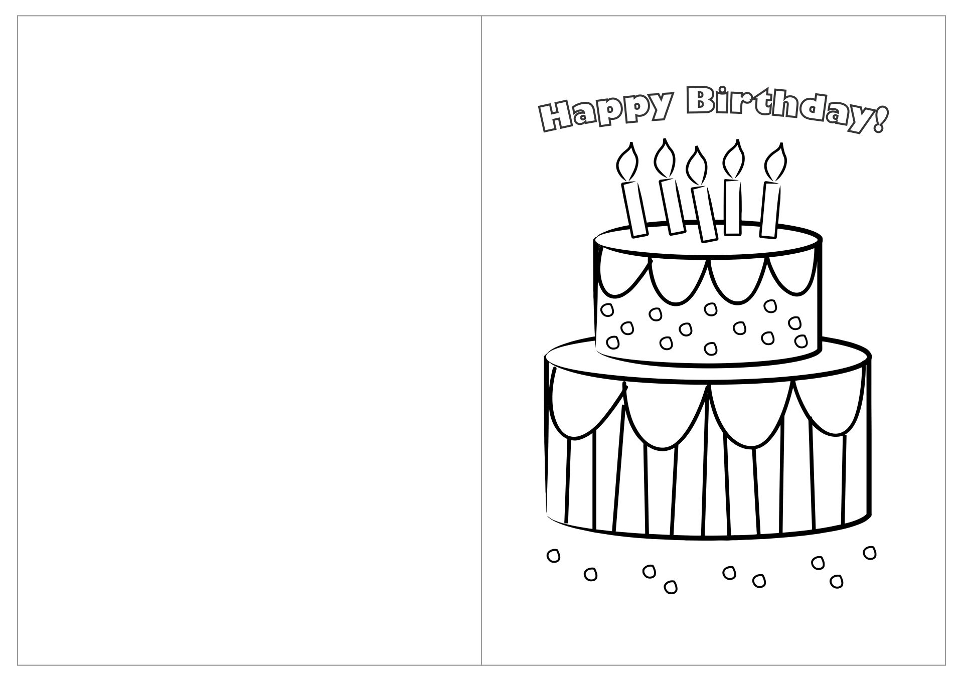 Printable Foldable Happy Birthday Coloring Card