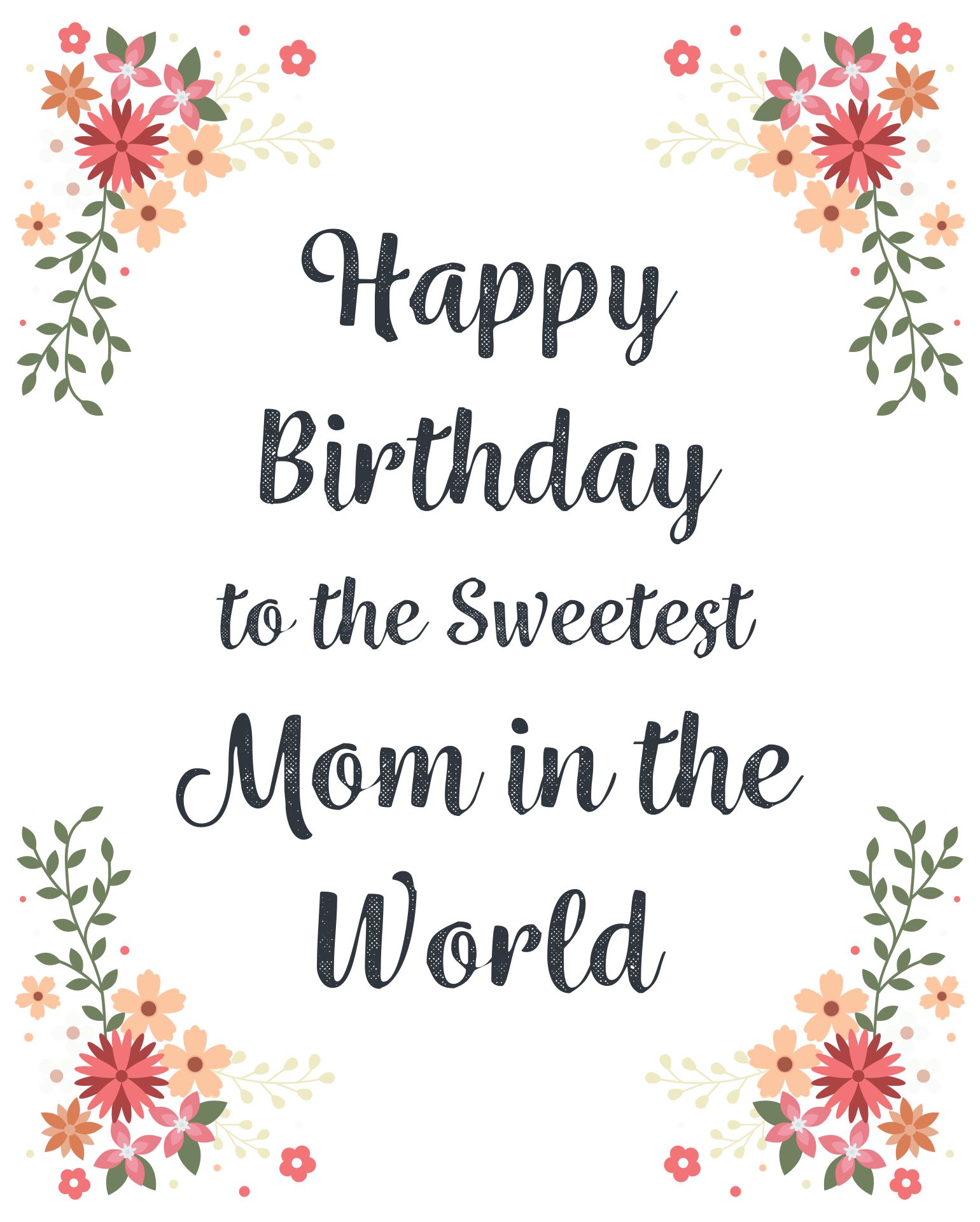 Happy Birthday Mom Printable Card