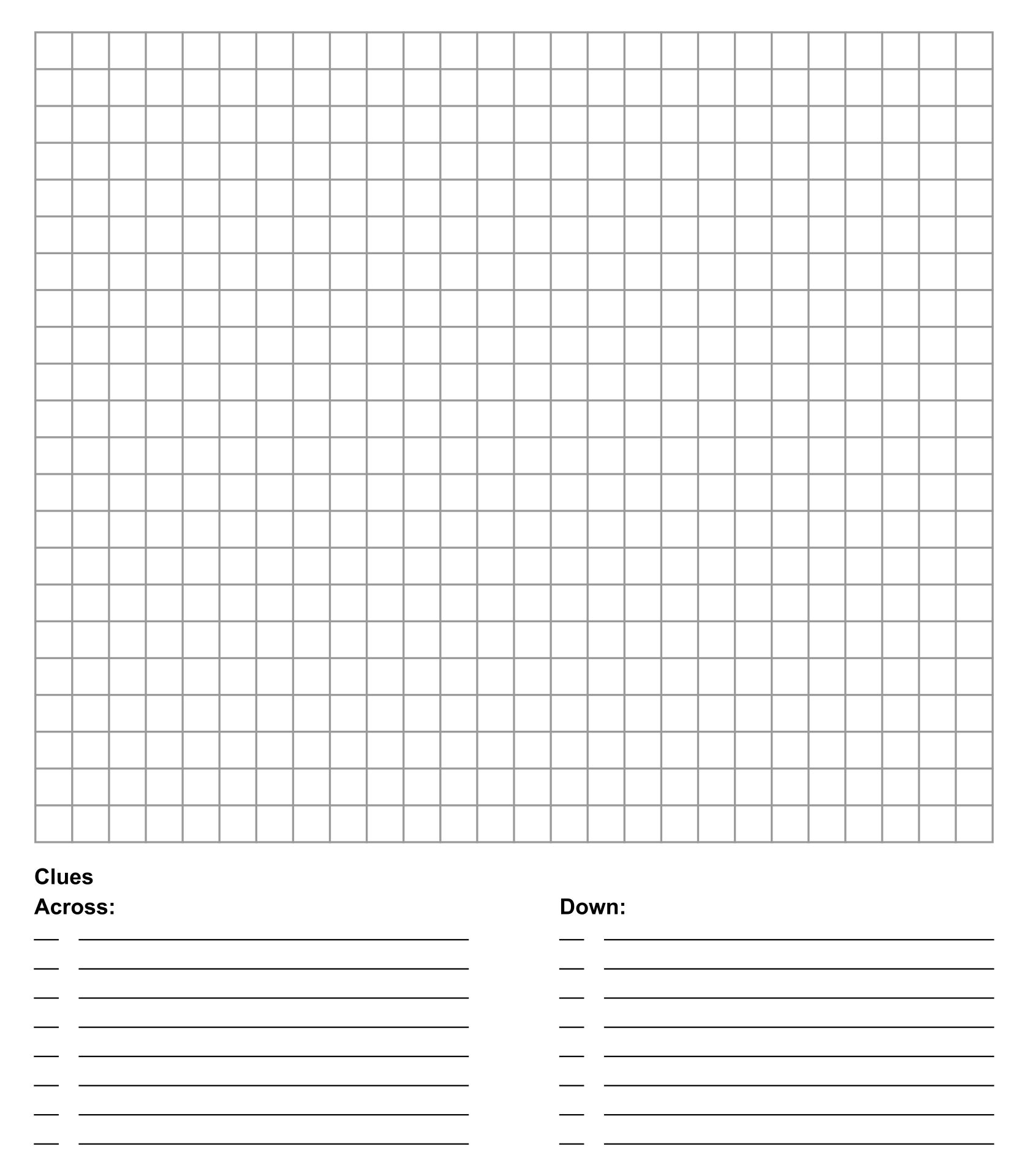 Free Blank Crossword Puzzle Template Printable