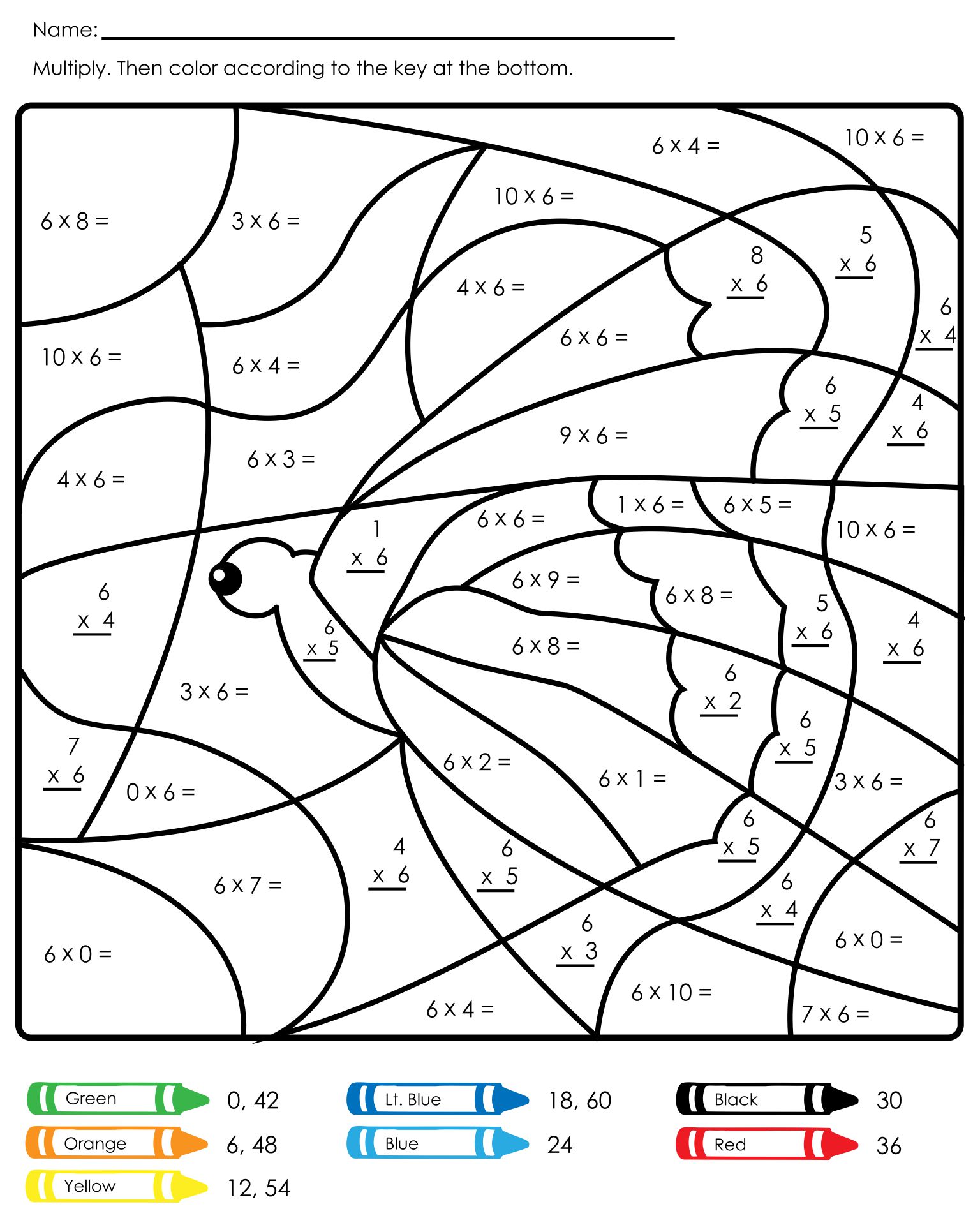Free Printable Multiplication Color By Number