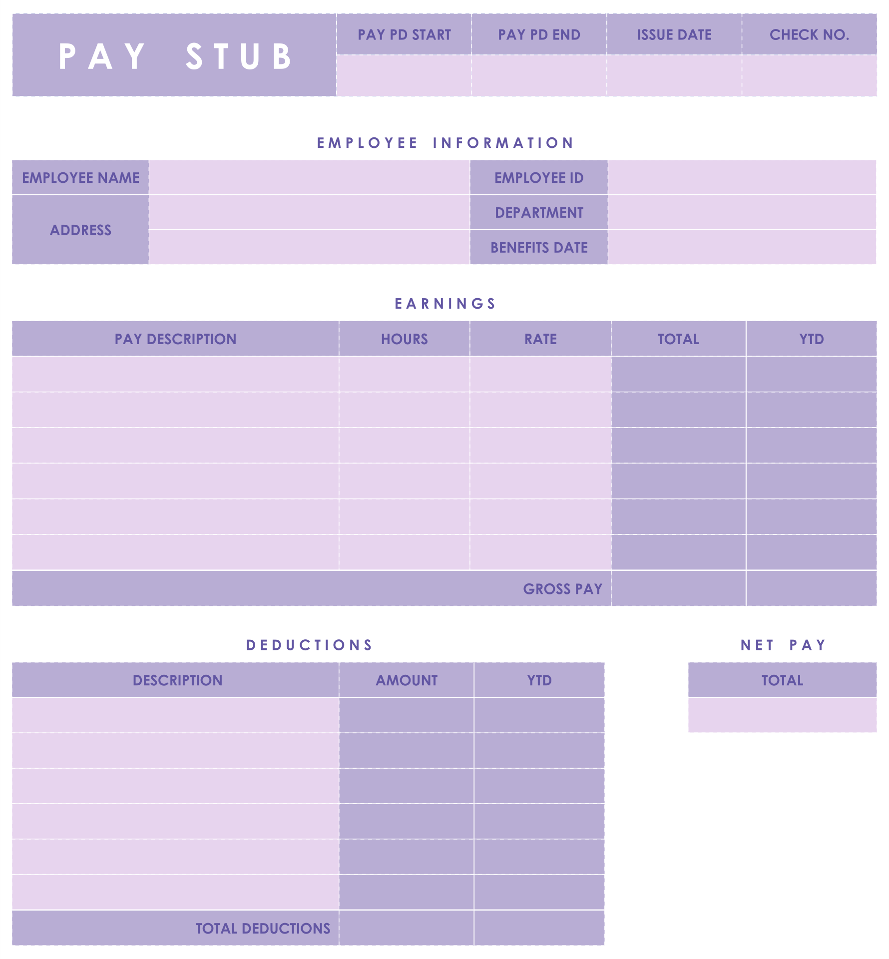 10 Best Free Printable Blank Paycheck Stubs Printablee Com Vrogue
