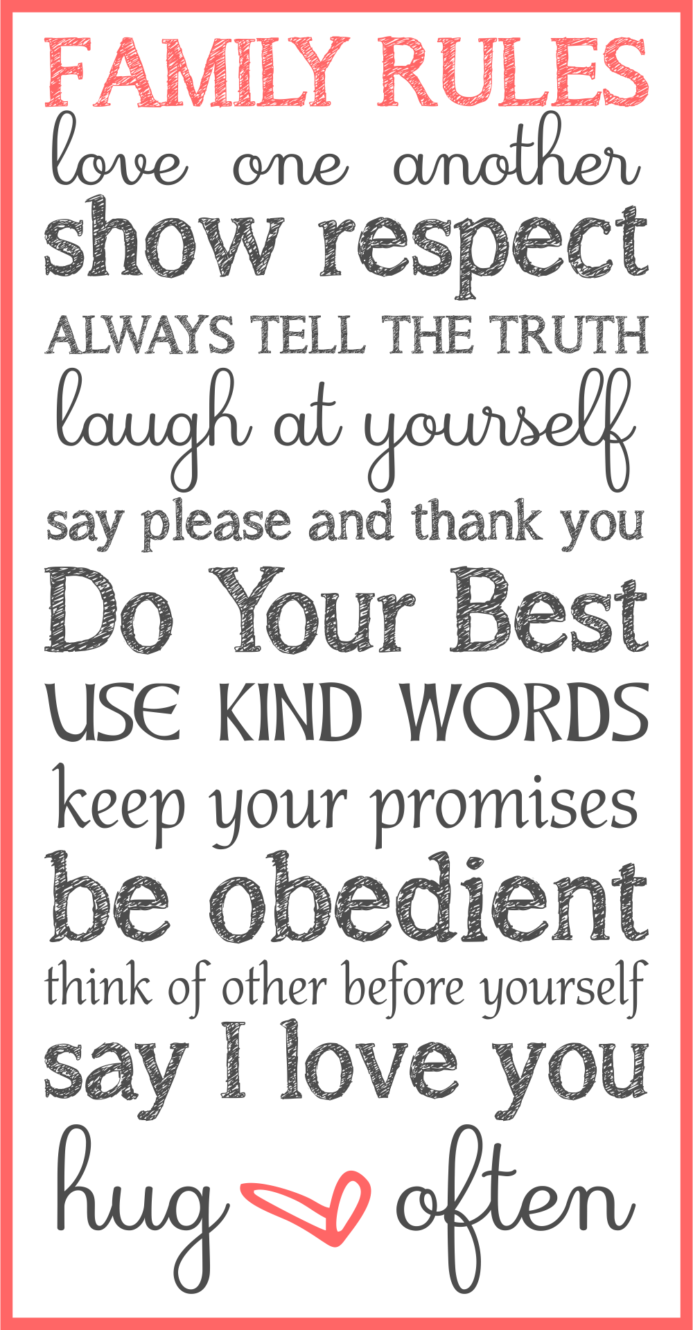 Household Rules 10 Free PDF Printables Printablee