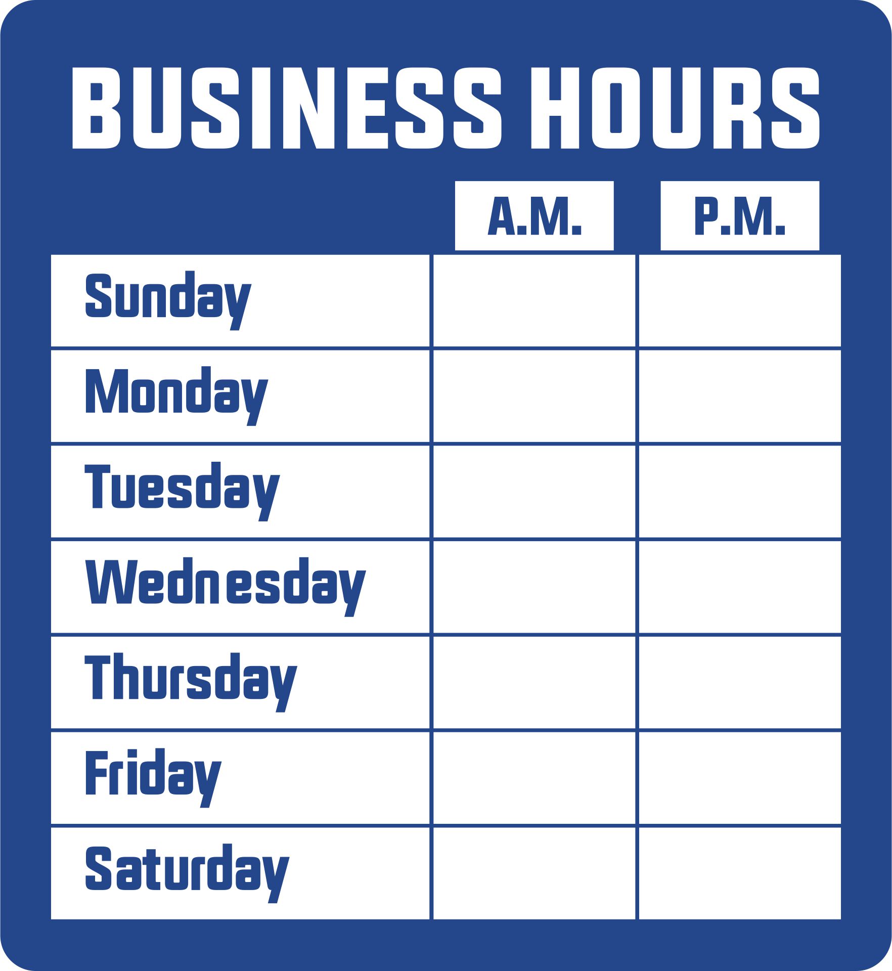 Printable Business Hours Sign Template PARAHYENA