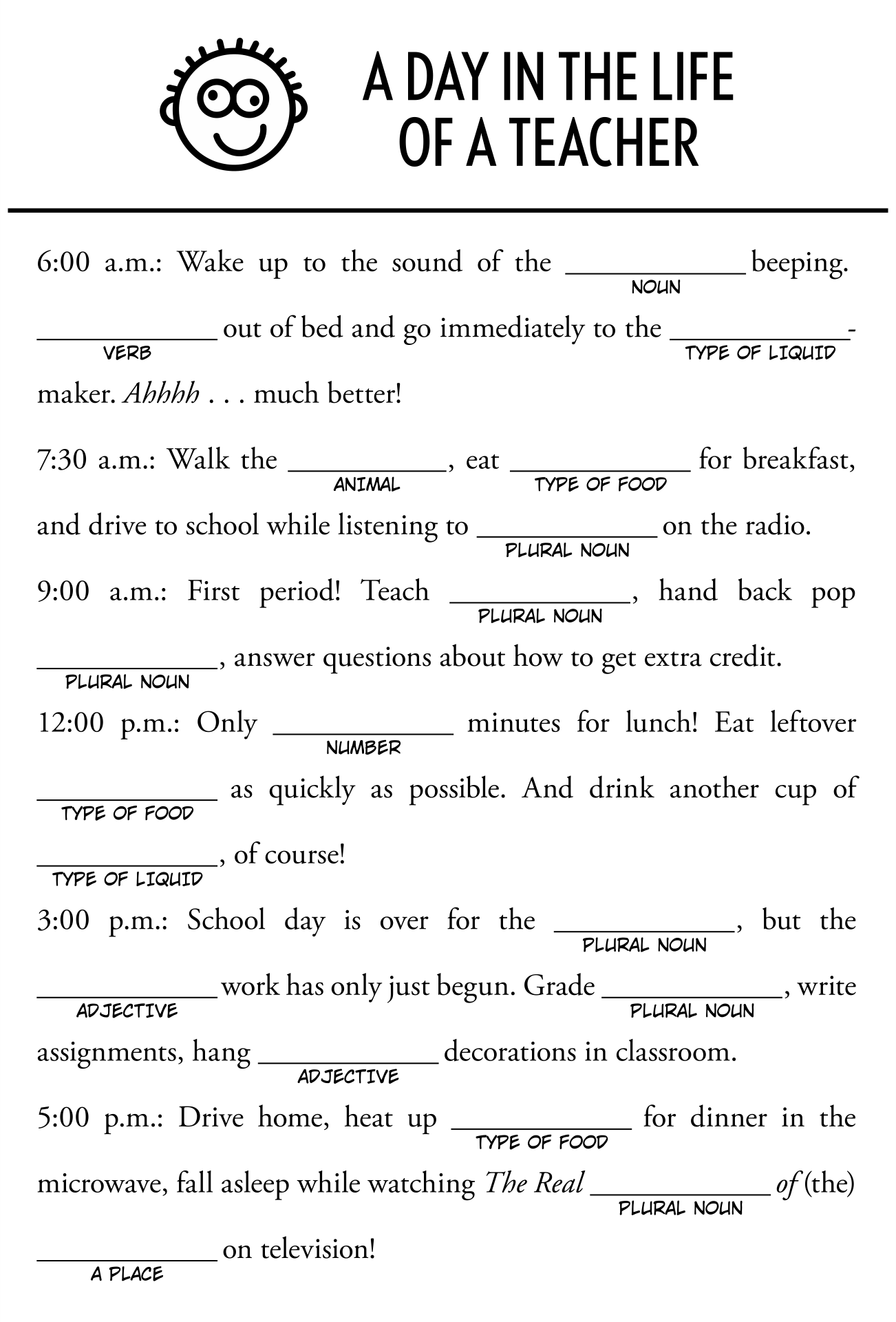 10 Best Office Mad Libs Printable