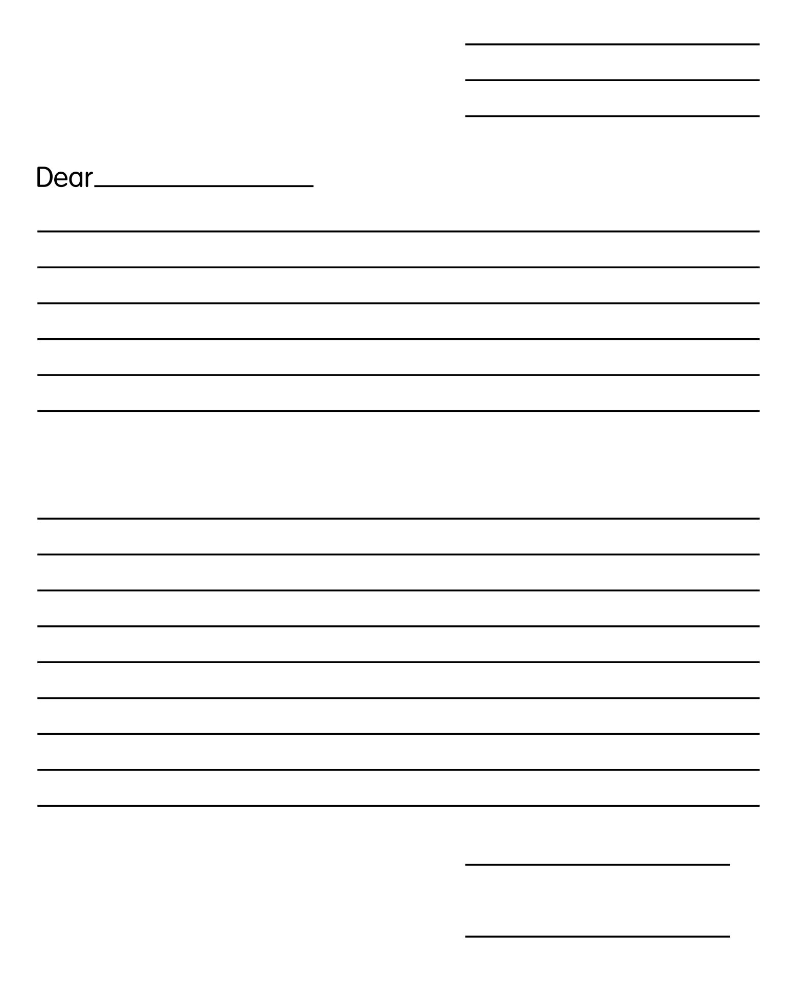 Free Printable Friendly Letter Template For First Grade