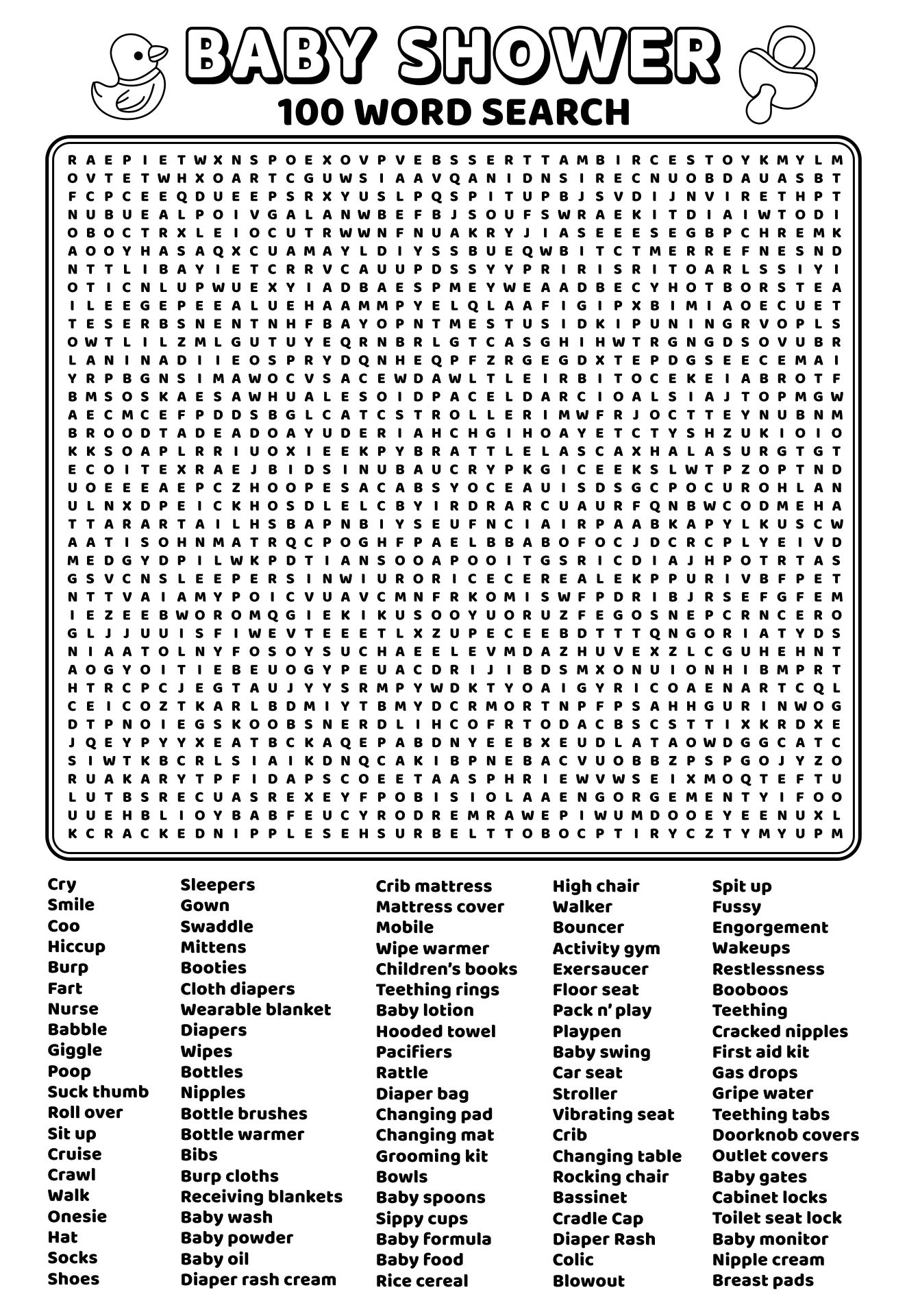 100 Word Search Printable