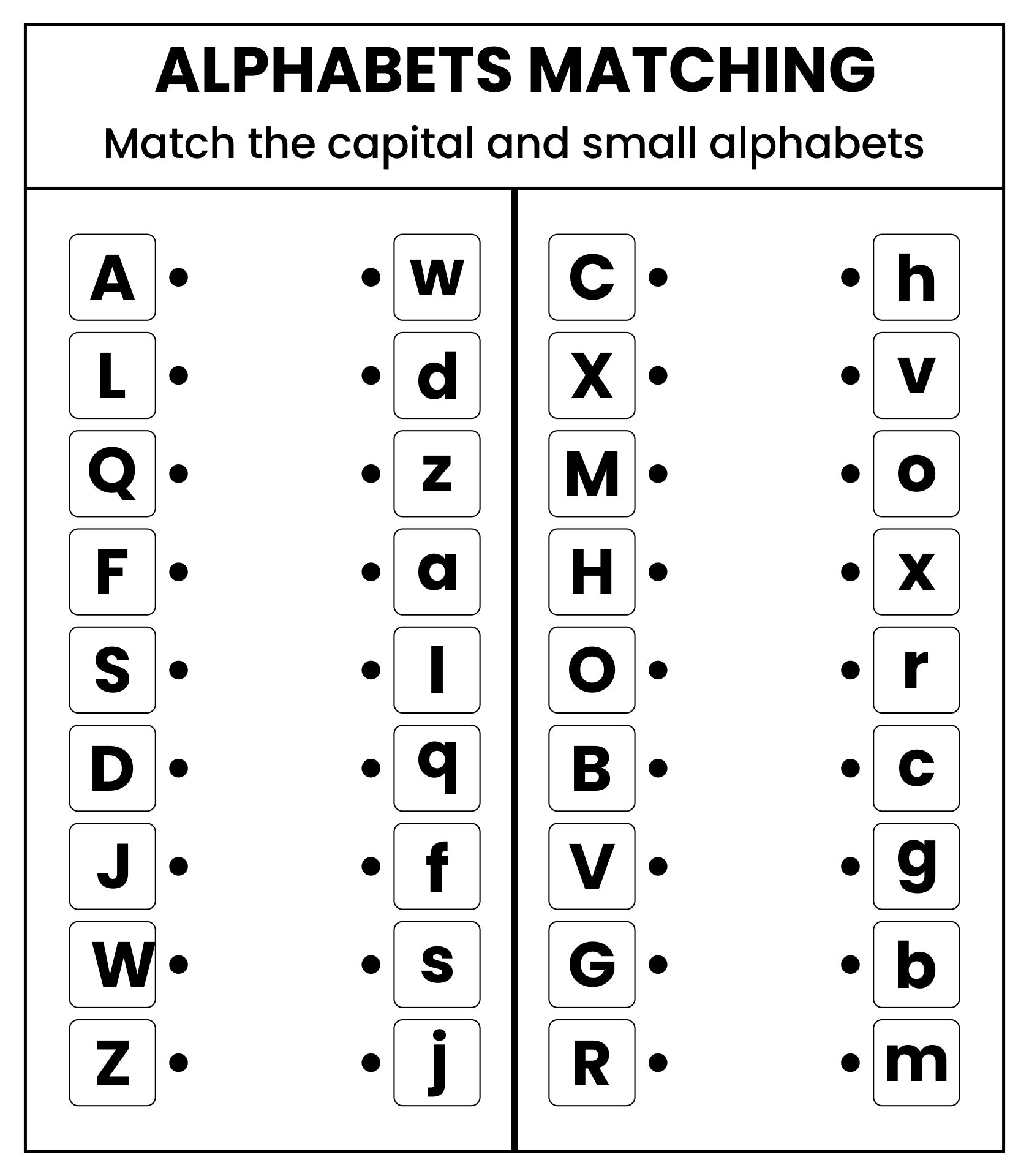 10 Best Alphabet Matching Printable Worksheets Printablee