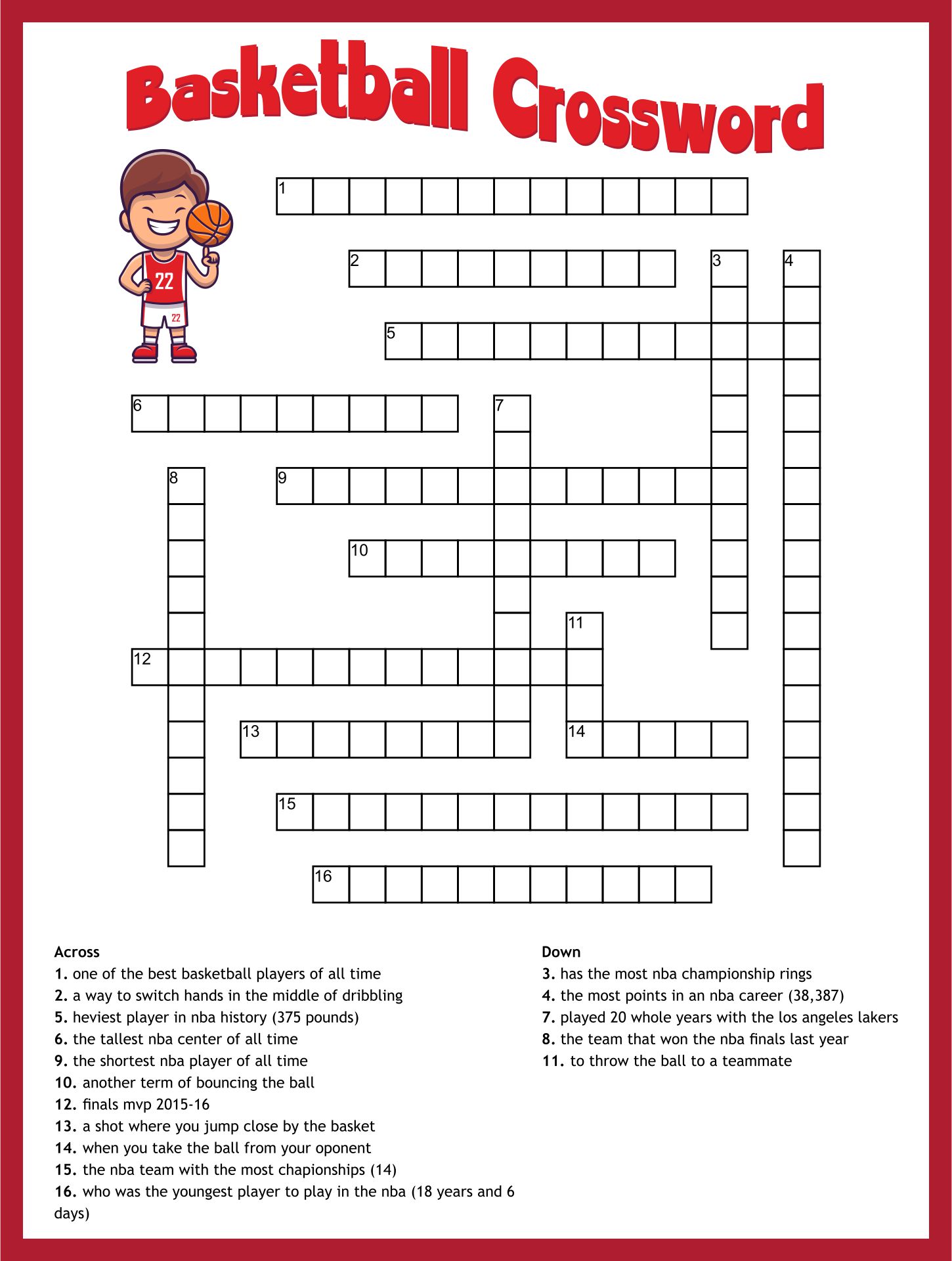 Printable Sports Crossword Puzzles Printable Templates