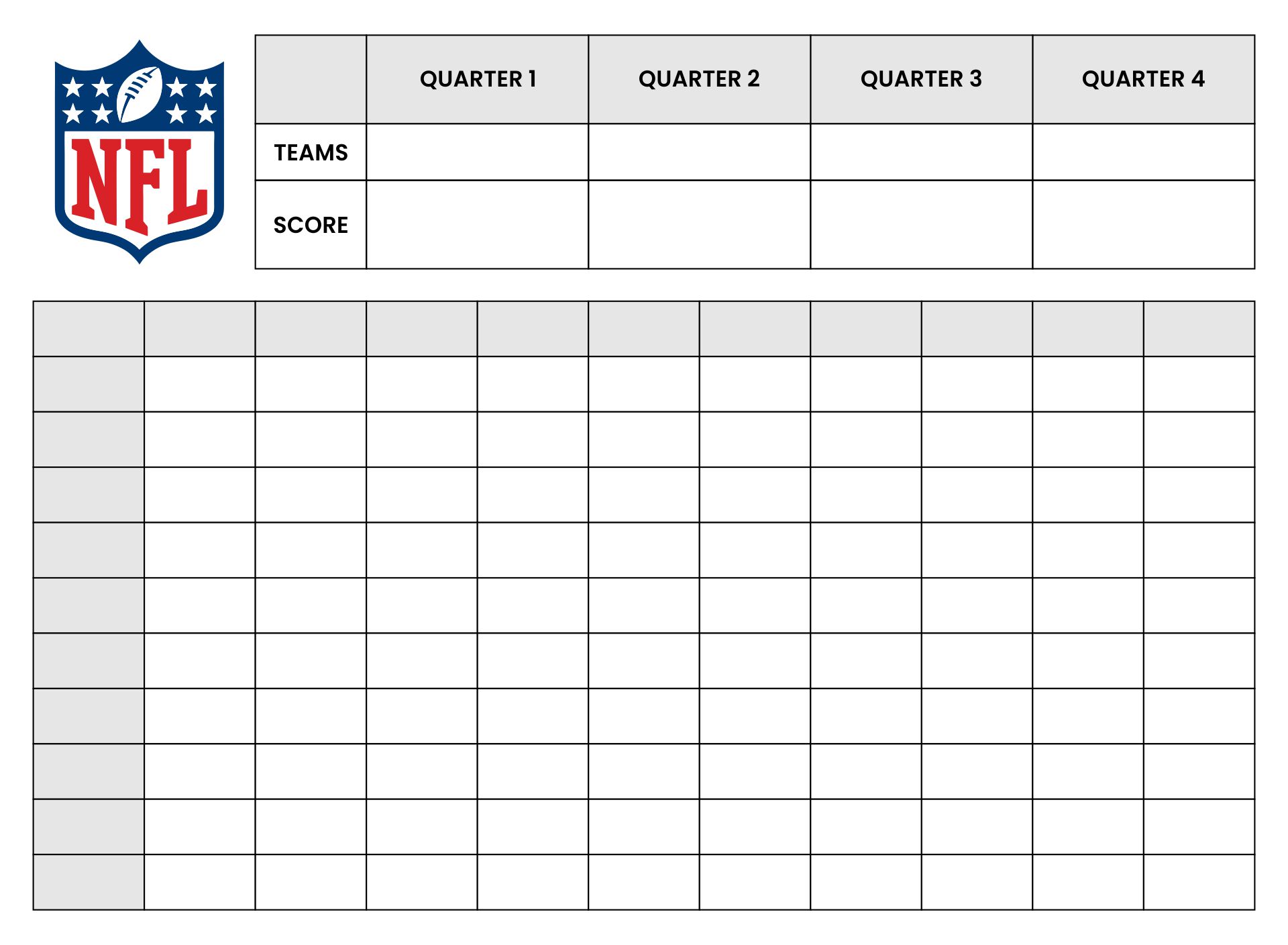 Super Bowl Pool Squares Template Free