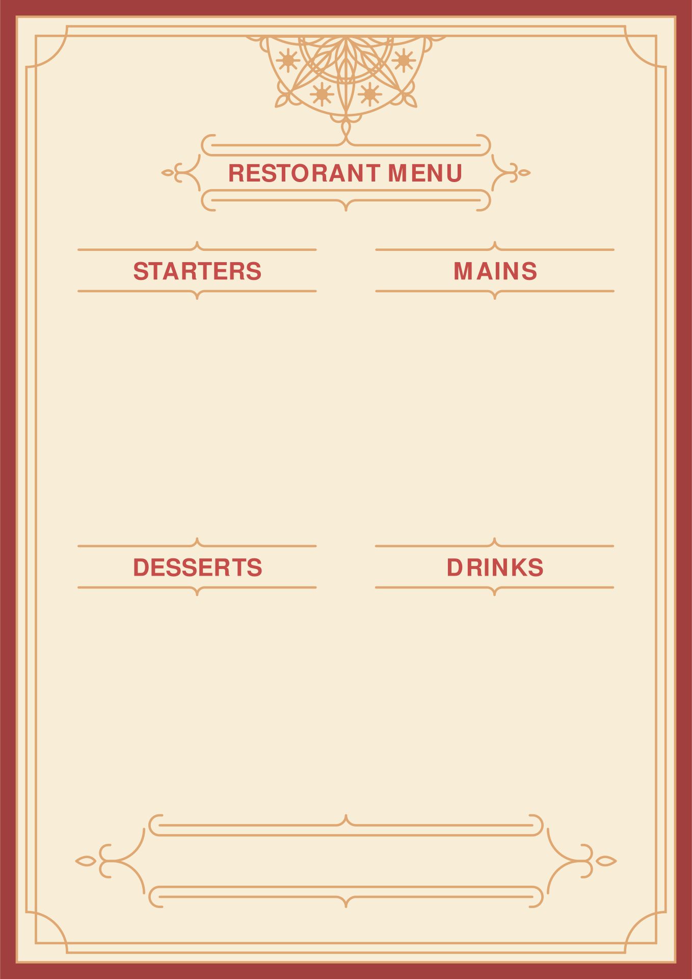 Blank Restaurant Menus 10 Free PDF Printables Printablee