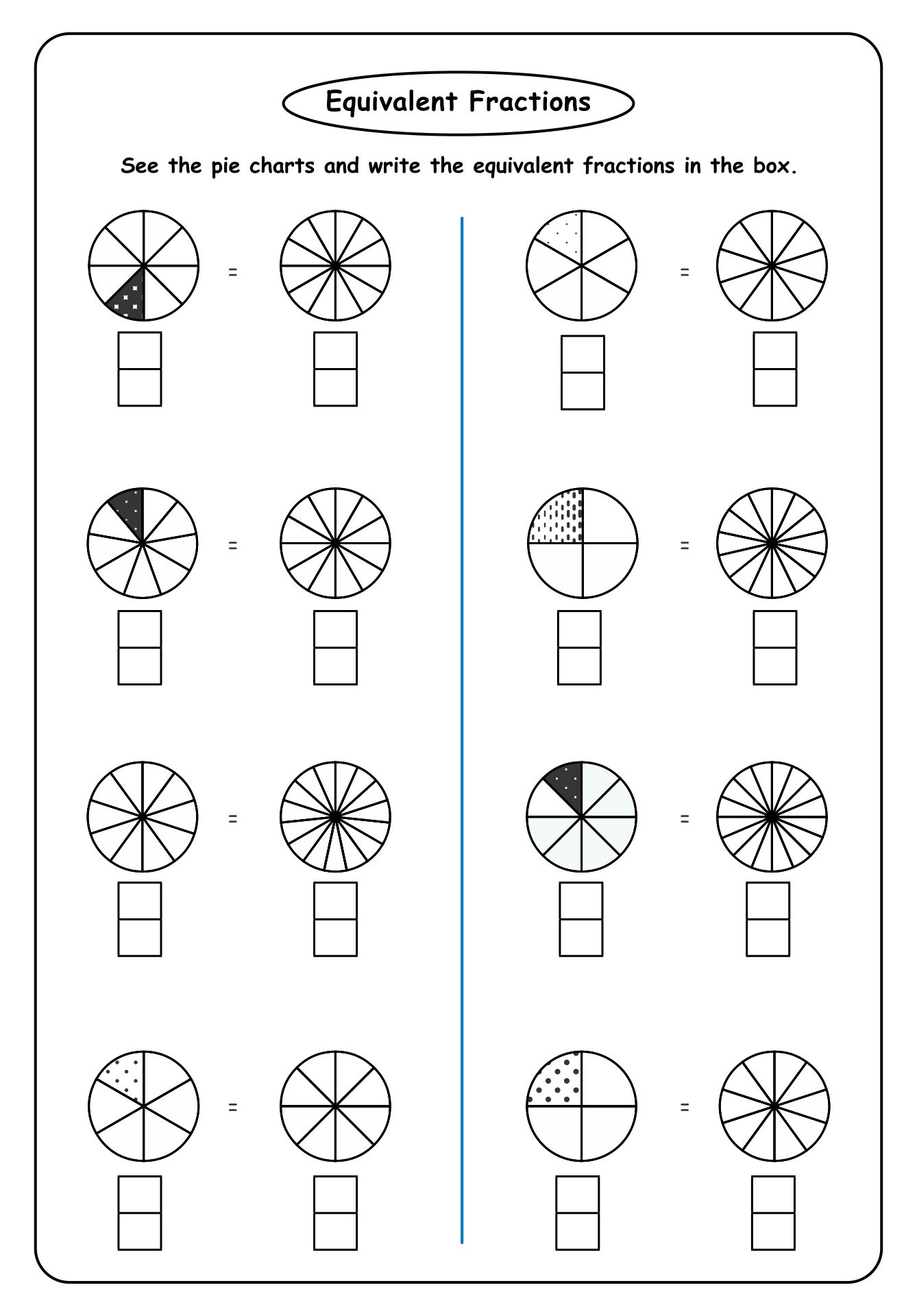 equivalent fractions homework sheet