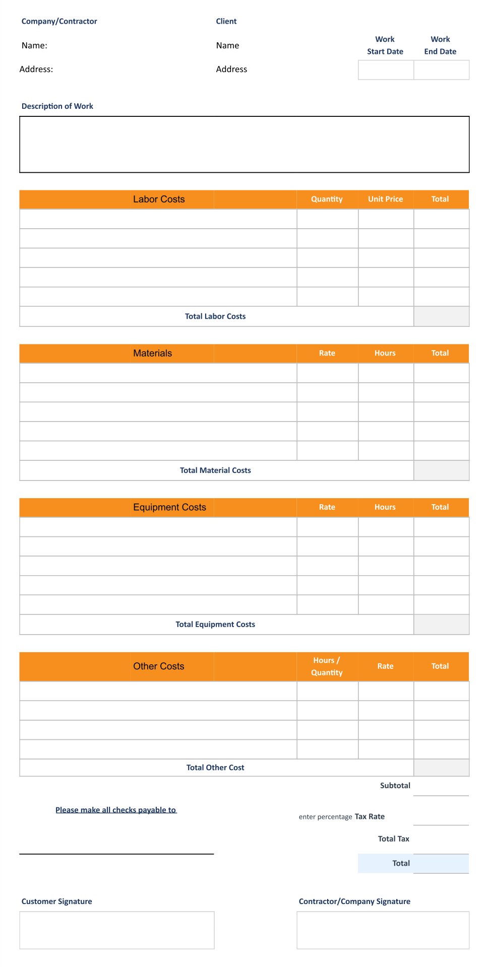 9 Best Images Of Printable Construction Estimate Form Free Printable 