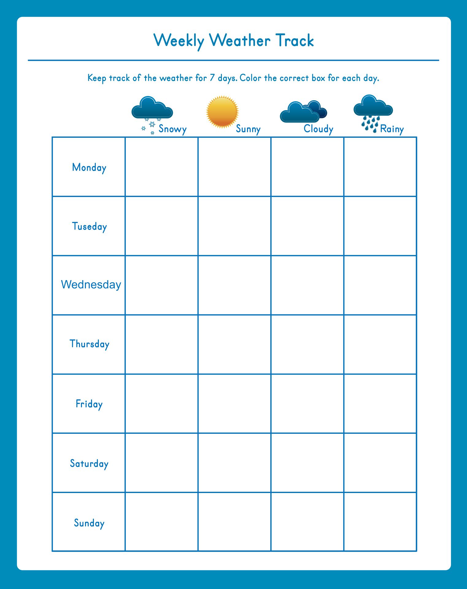Weather Chart Printable
