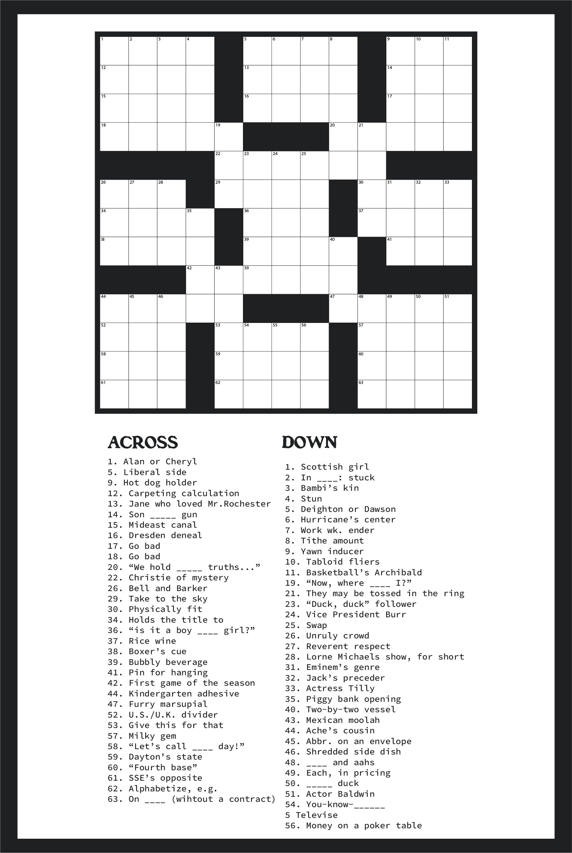 Crossword Puzzle Maker Free Printable 30 Words