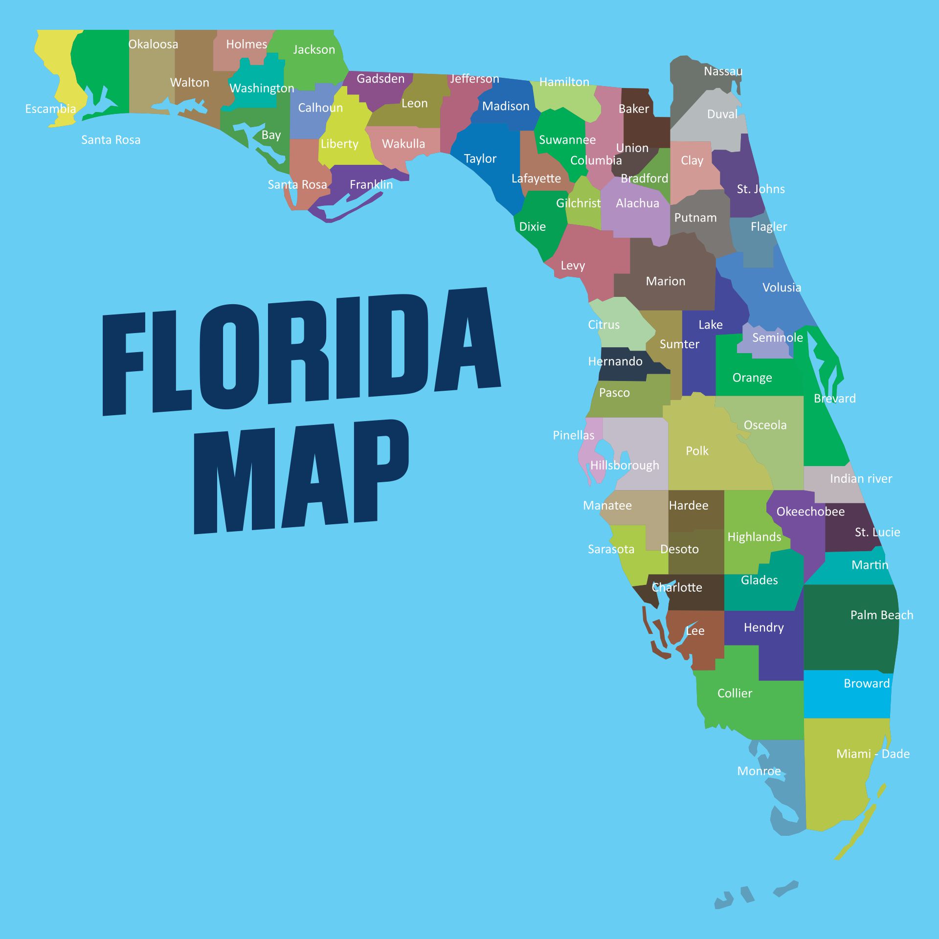 Map Of Florida Counties Printablen 1207 