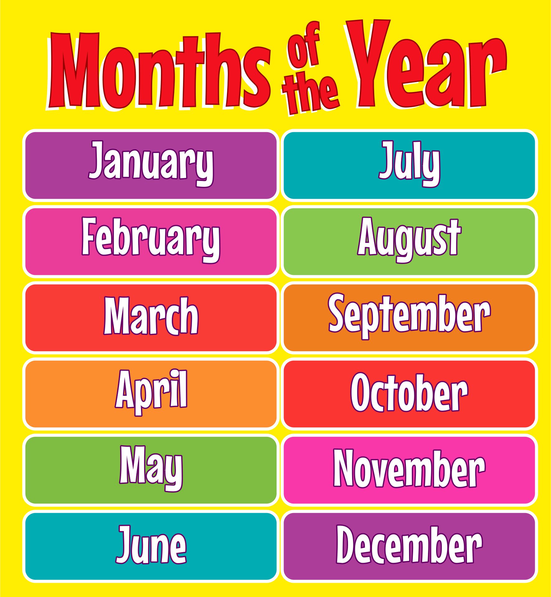 10 Best Free Printable Months Of The Year Chart