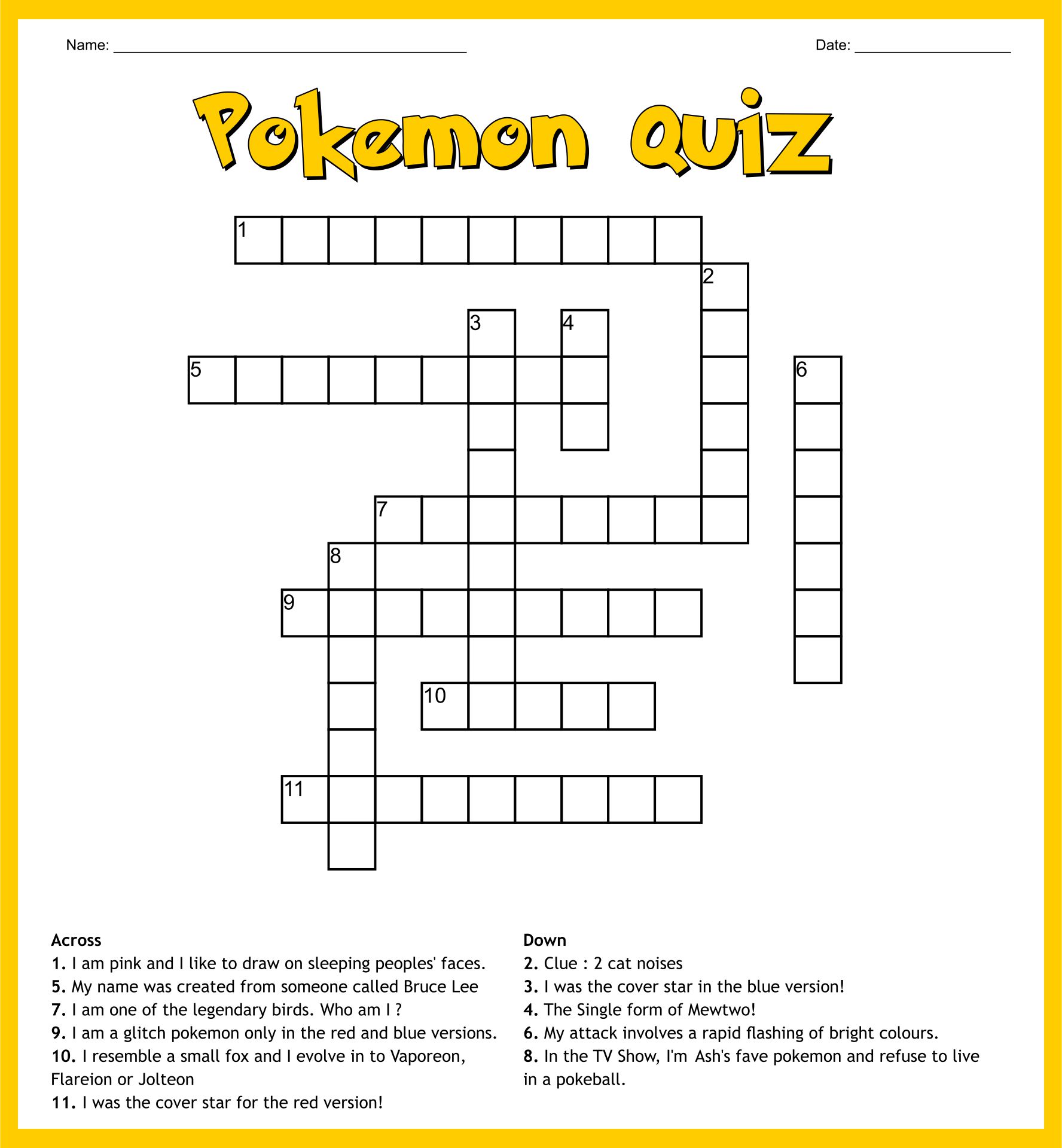 Pokemon Printable Activities For Kids