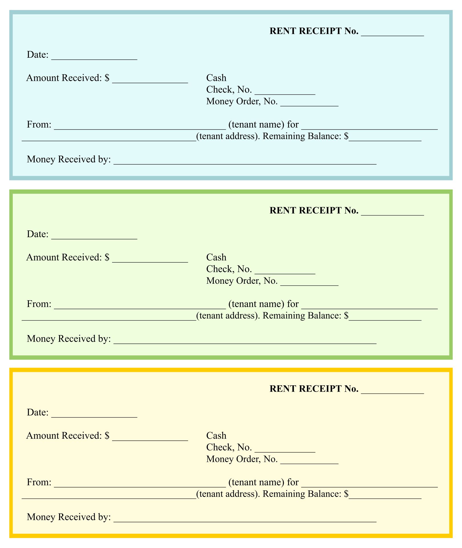 Blank Receipt Template Free Printable