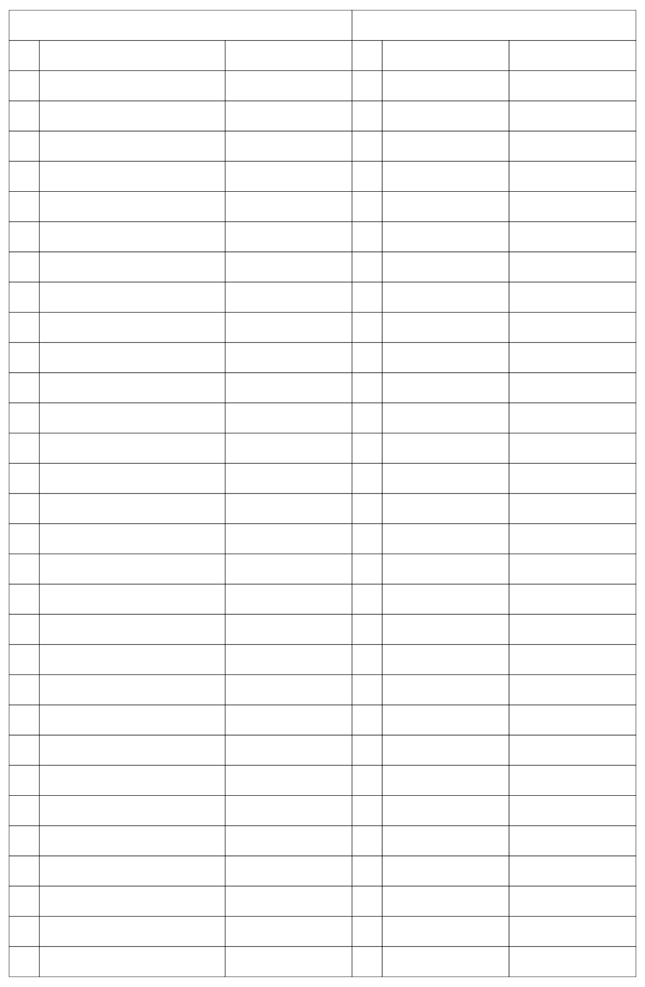Editable Blank Chart