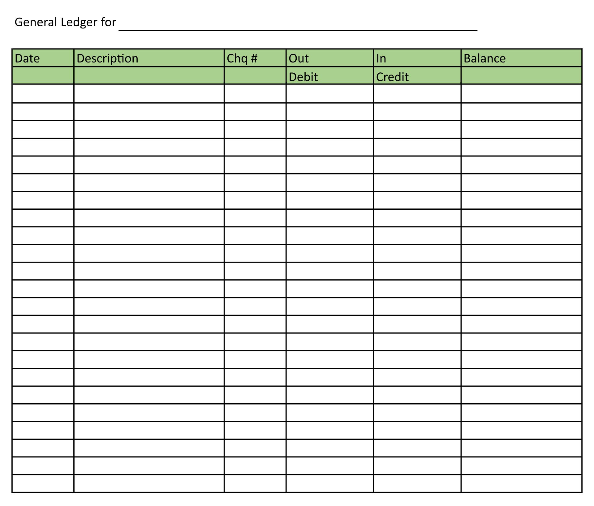 Free Printable Ledger Card