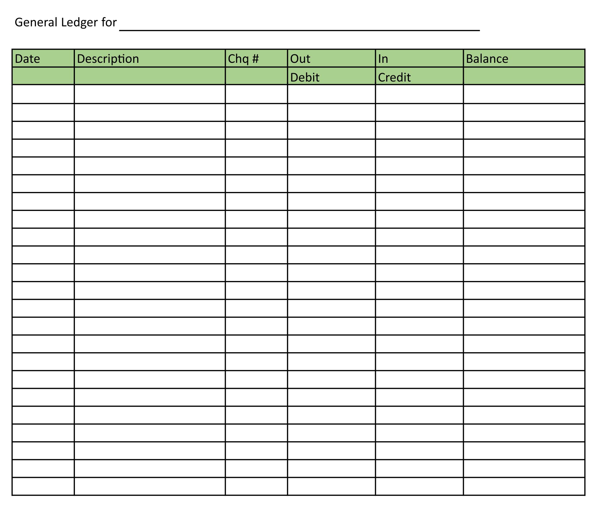 Free Printable General Ledger Template