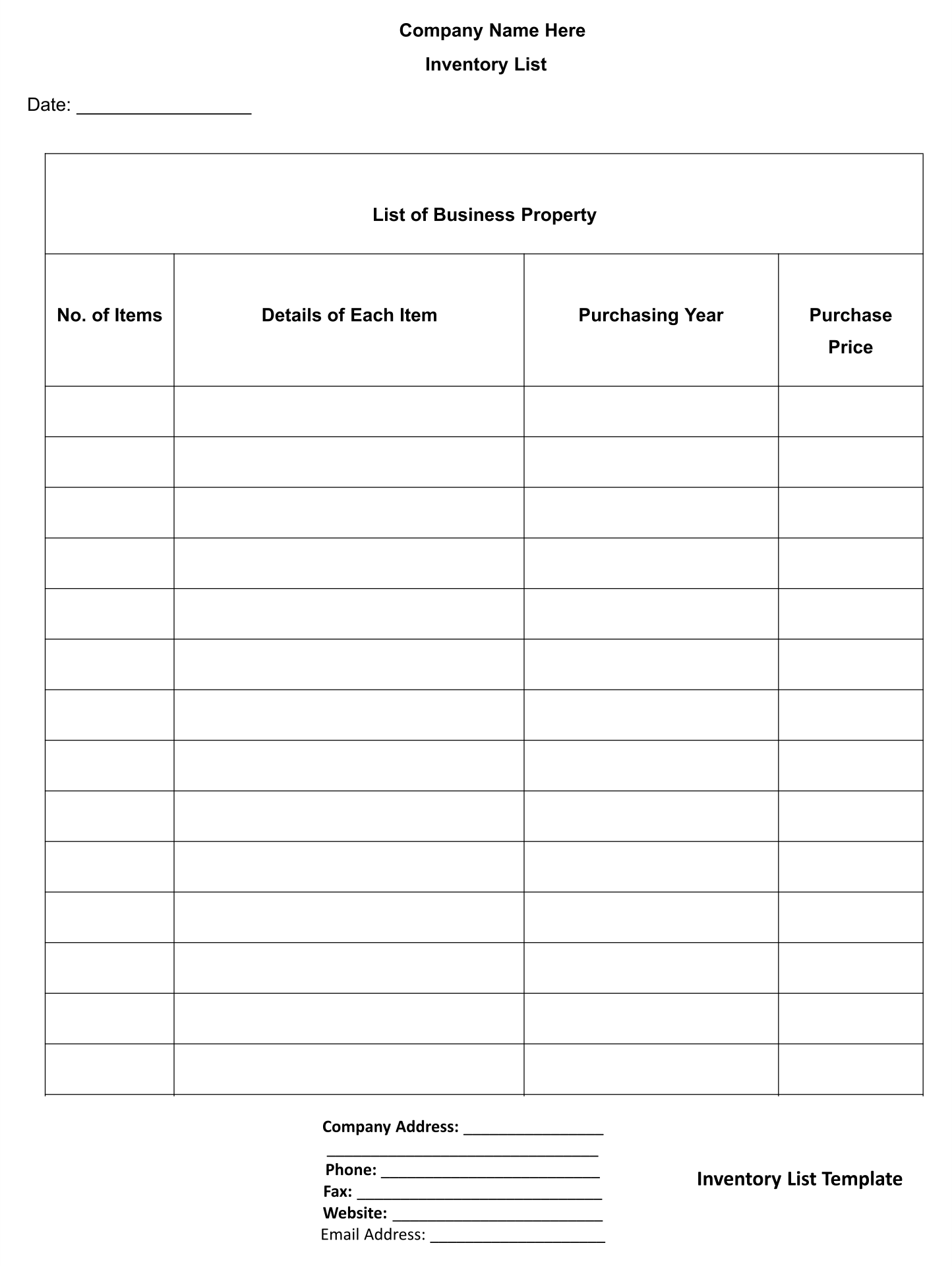 10 Best Free Printable Inventory Log Sheet printablee com