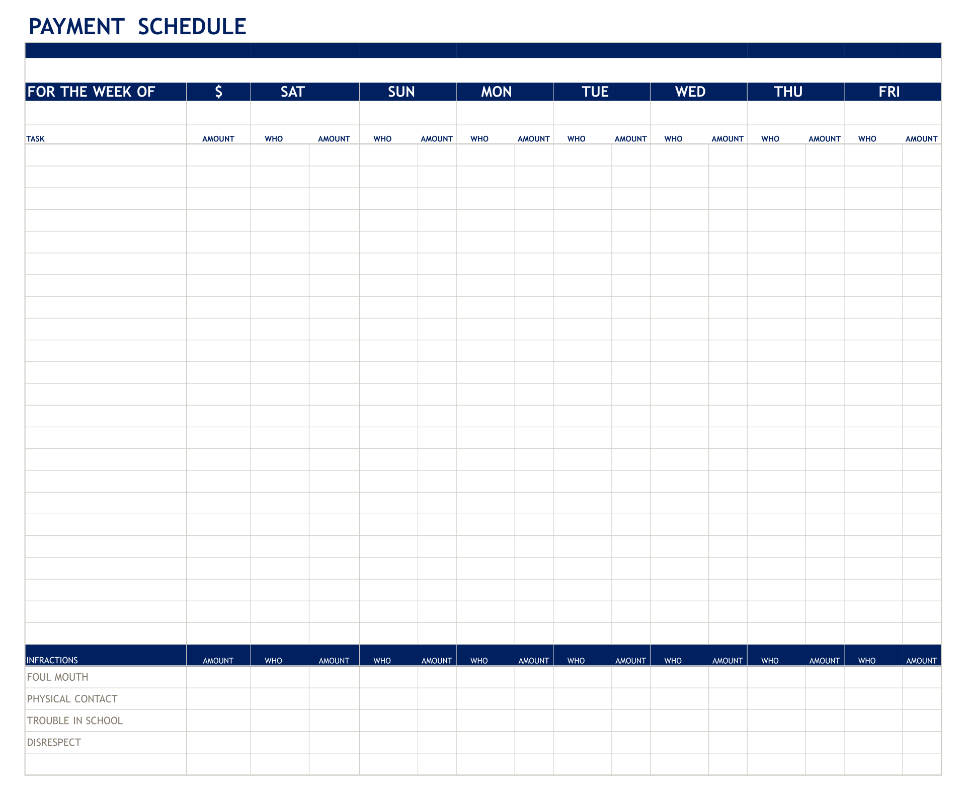 Free Printable Payment Log Sheet Template